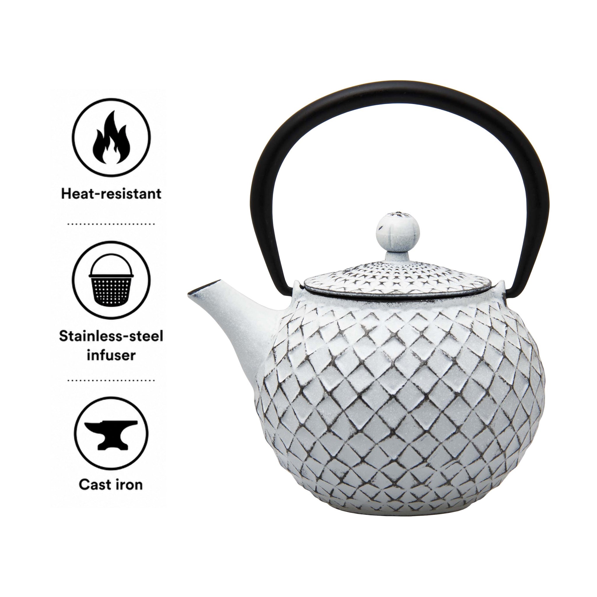 REGENT CAST IRON CHINESE TEAPOT WHITE, 500ML