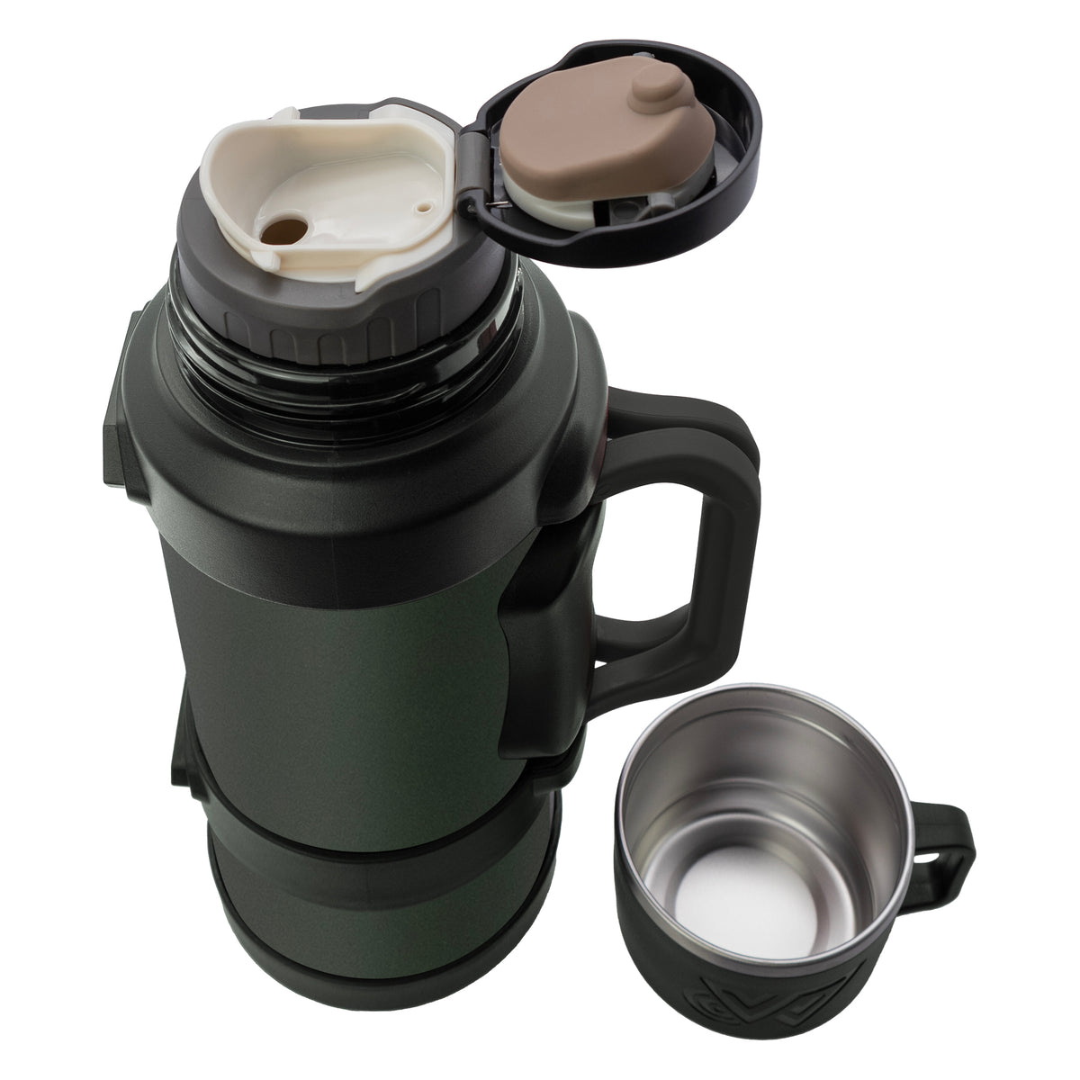 REGENT LARGE VACUUM FLASK STAINLESS STEEL WITH CUP LID KHAKI GREEN, 2L