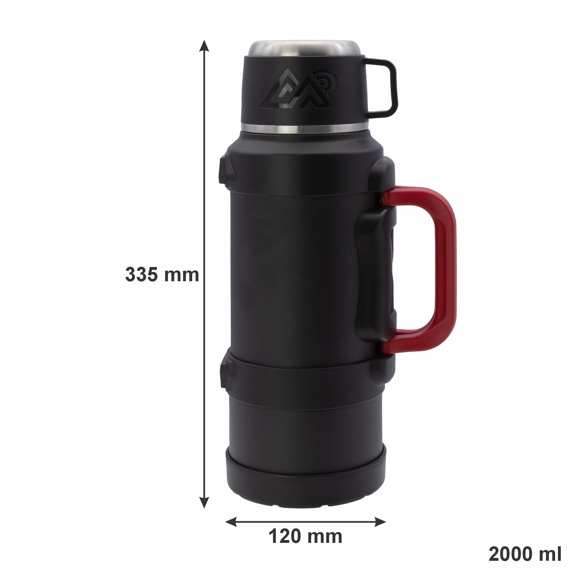 REGENT LARGE VACUUM FLASK STAINLESS STEEL WITH CUP LID MATT BLACK, 2L