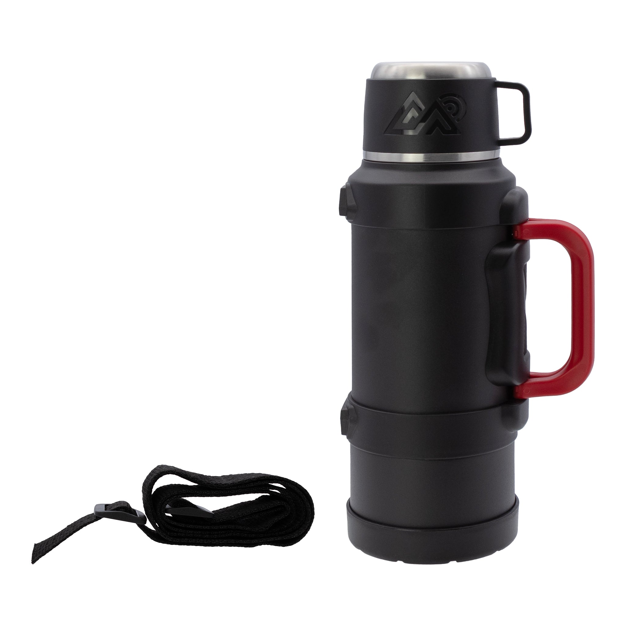 REGENT LARGE VACUUM FLASK STAINLESS STEEL WITH CUP LID MATT BLACK, 2L