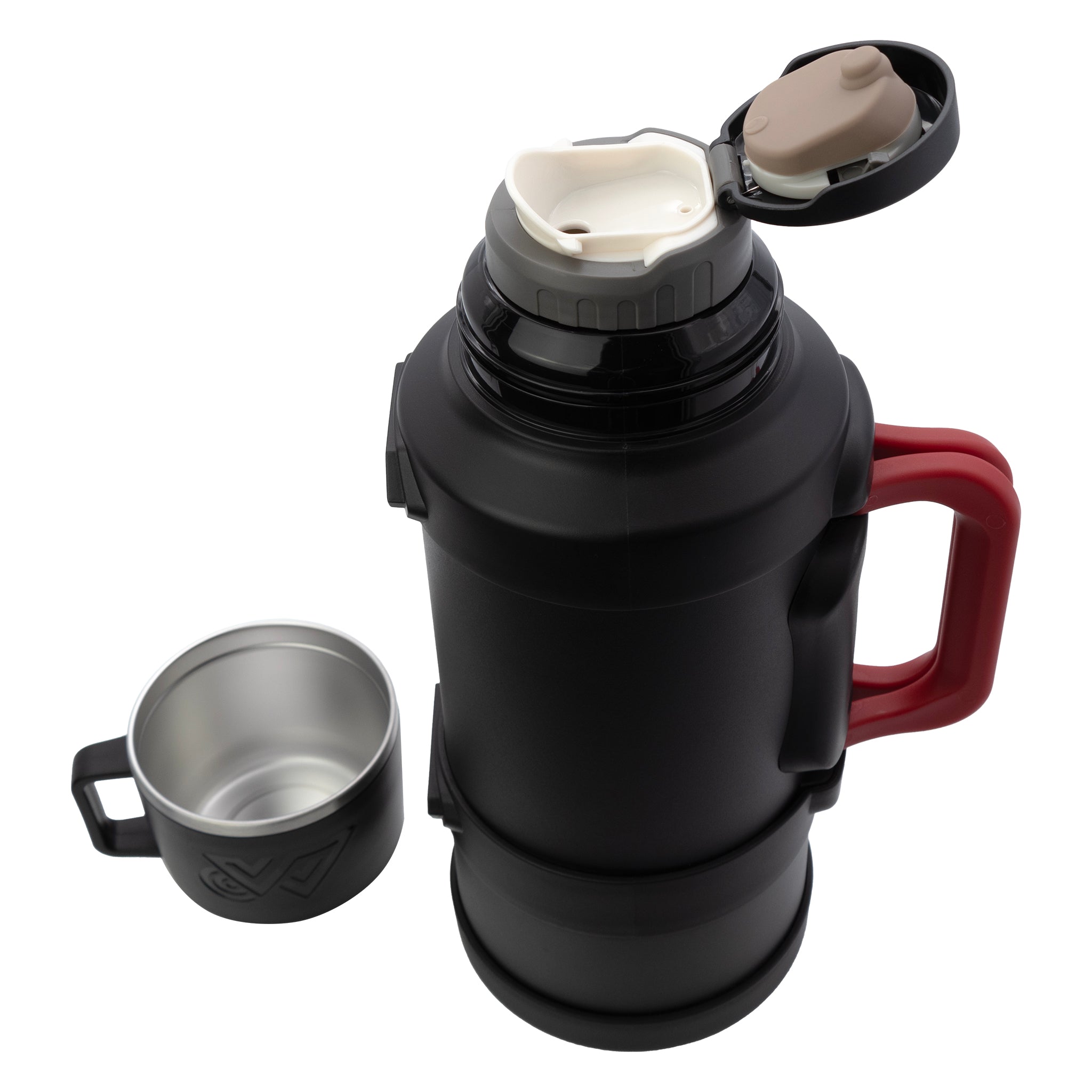REGENT LARGE VACUUM FLASK STAINLESS STEEL WITH CUP LID MATT BLACK, 3.2L