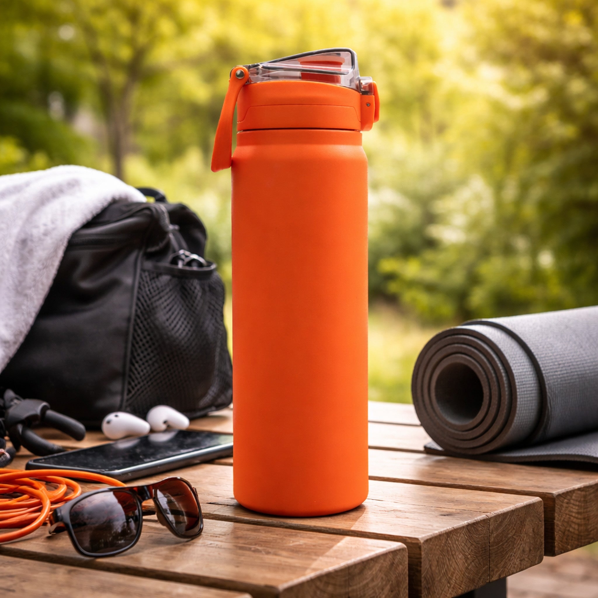 REGENT TRAVEL VACUUM FLASK STAINLESS STEEL WITH SIP STRAW ORANGE, 900ML