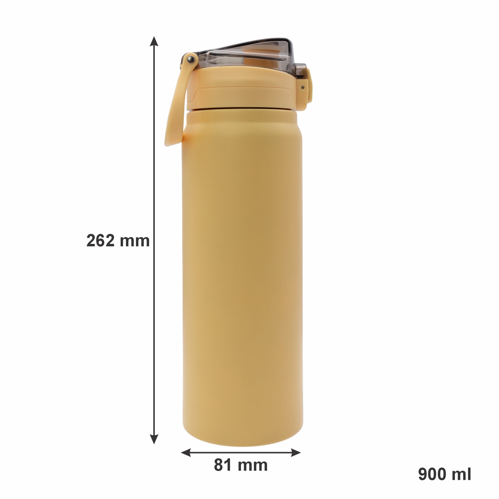 REGENT TRAVEL VACUUM FLASK STAINLESS STEEL WITH SIP STRAW YELLOW, 900ML