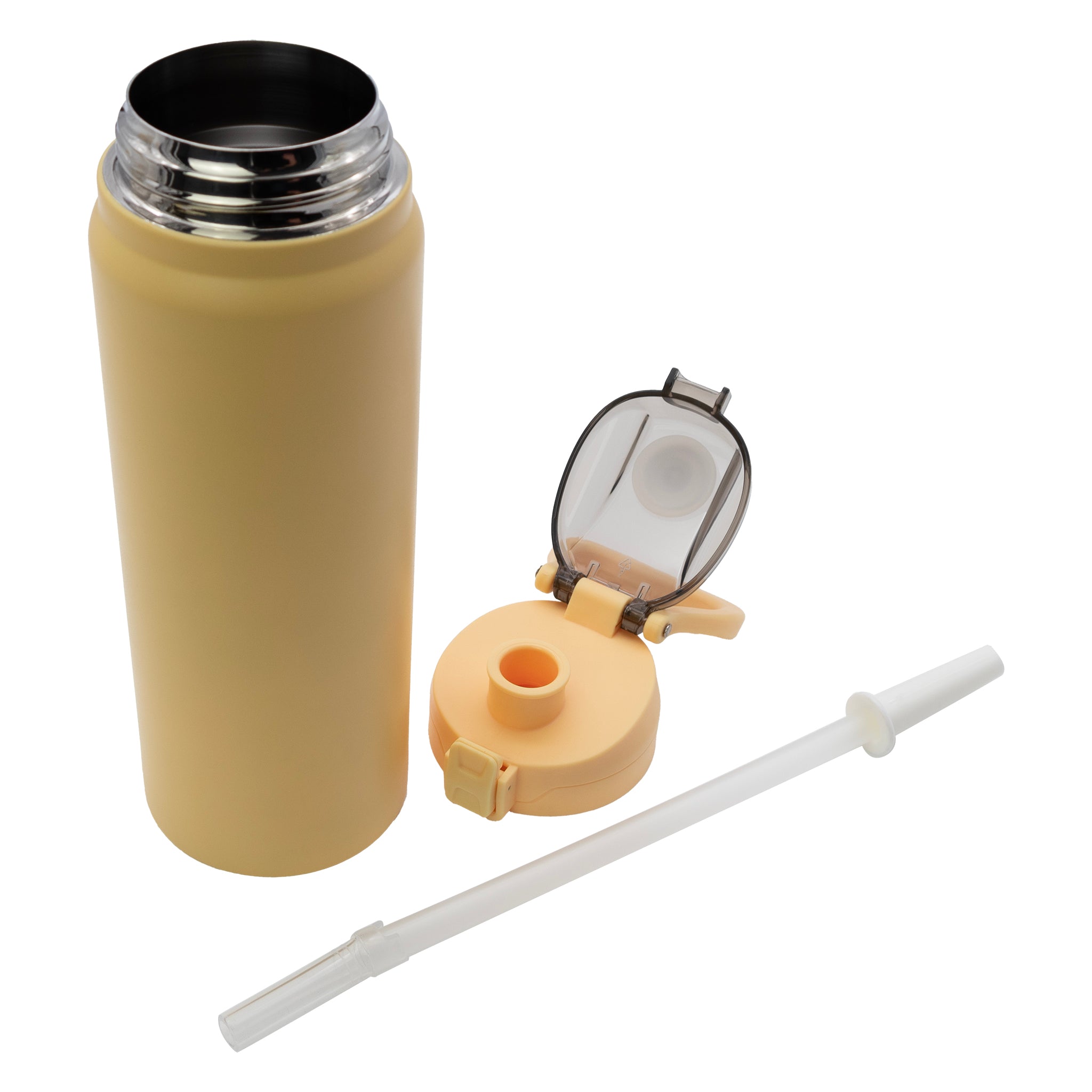 REGENT TRAVEL VACUUM FLASK STAINLESS STEEL WITH SIP STRAW YELLOW, 900ML