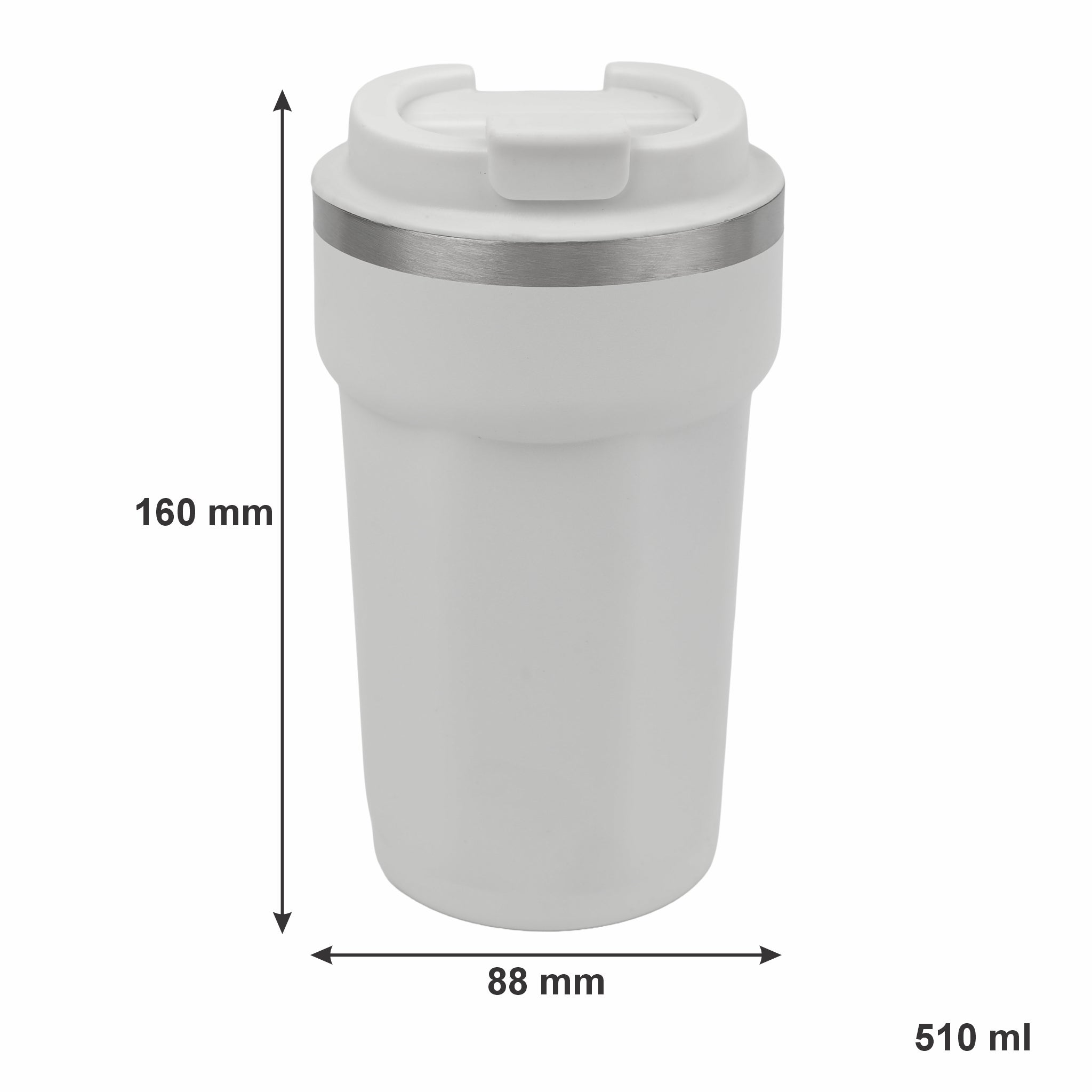 REGENT DOUBLE WALL STAINLESS STEEL TRAVEL MUG WHITE, 510ML