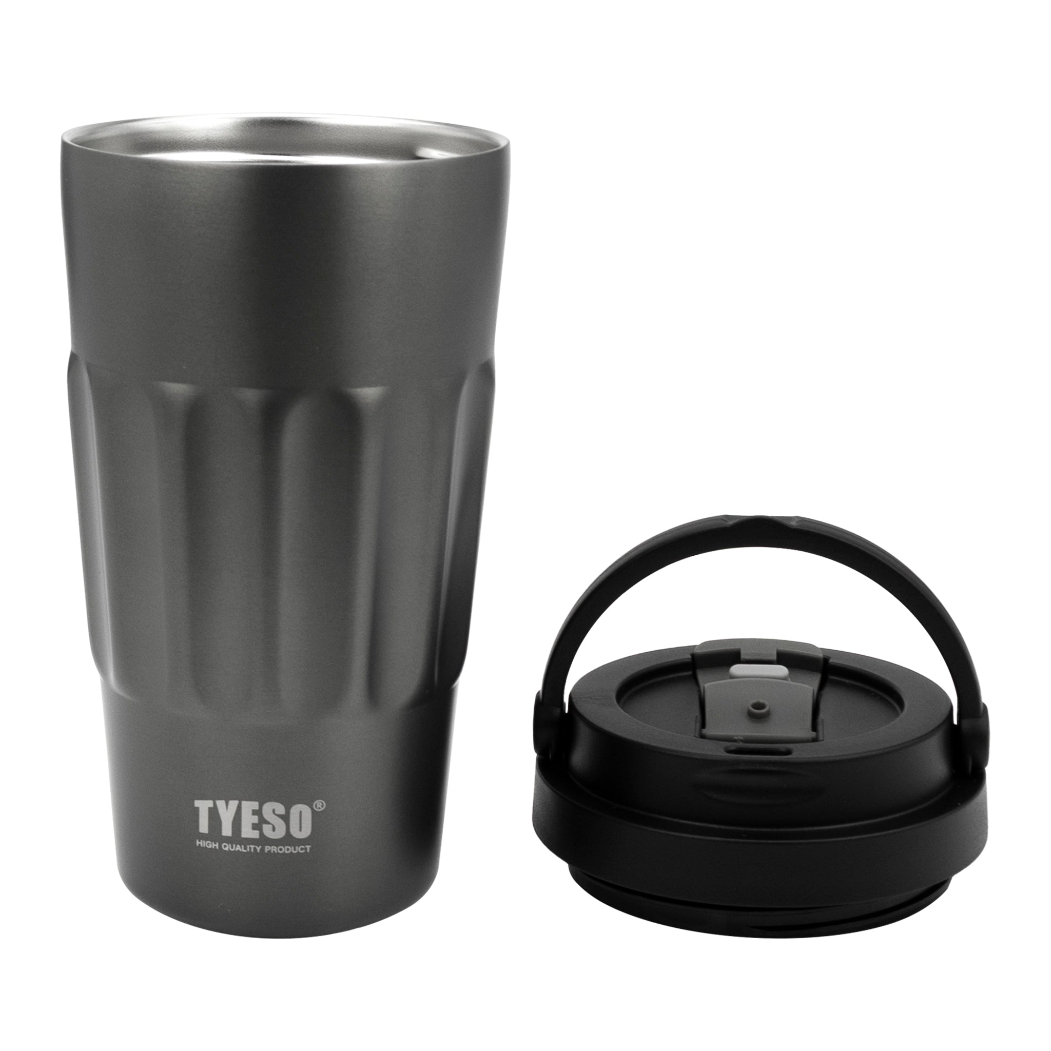 REGENT DOUBLE WALLED INSULATED TRAVEL MUG ST. STEEL AND PP PLASTIC LID GREY, 500ML
