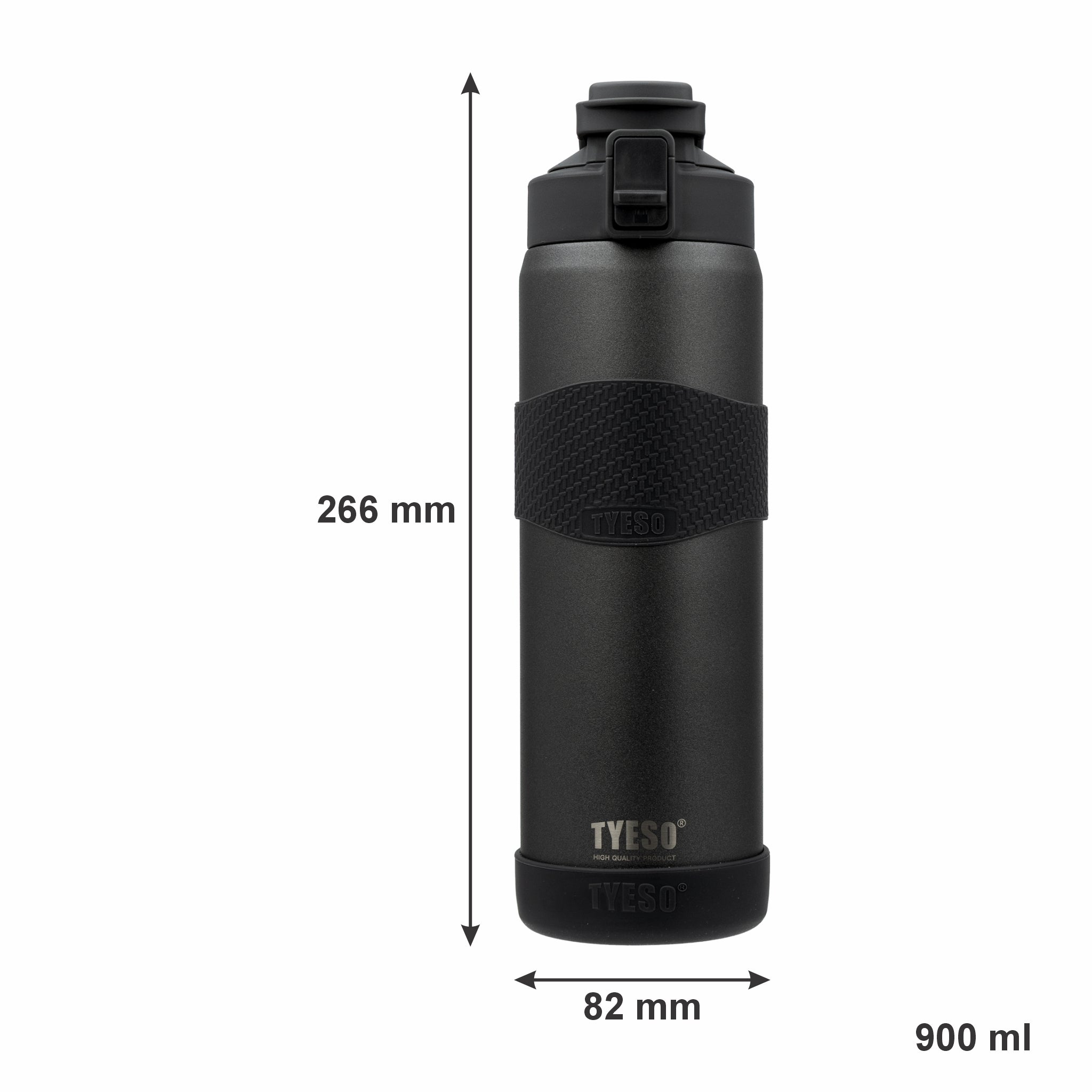 REGENT DOUBLE WALLED VACUUM INSULATED BOTTLE ST. STEEL, SILICONE AND PP PLASTIC GREY 900ML