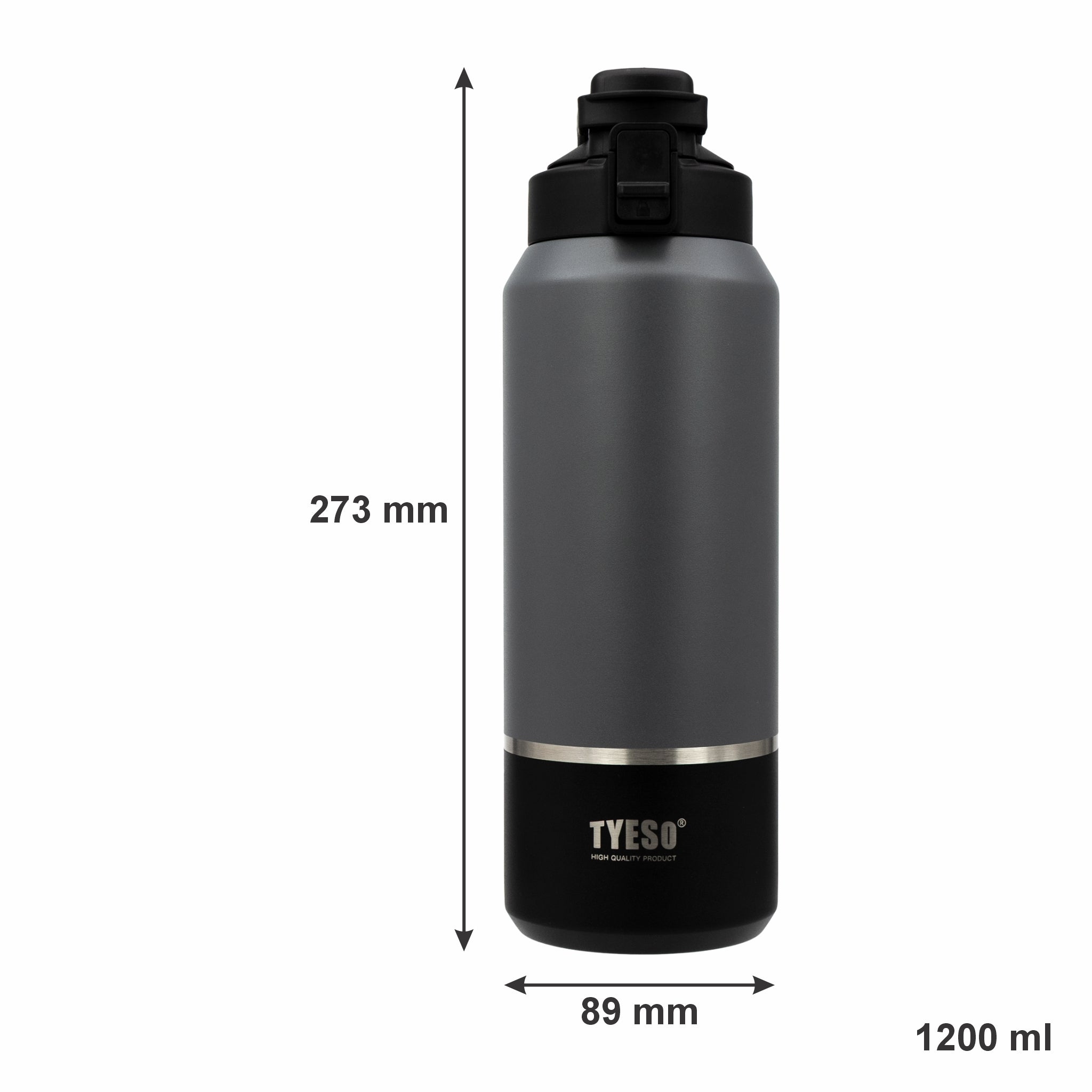 REGENT DOUBLE WALLED VACUUM INSULATED FLASK ST. STEEL AND PP PLASTIC GREY, 1.2L