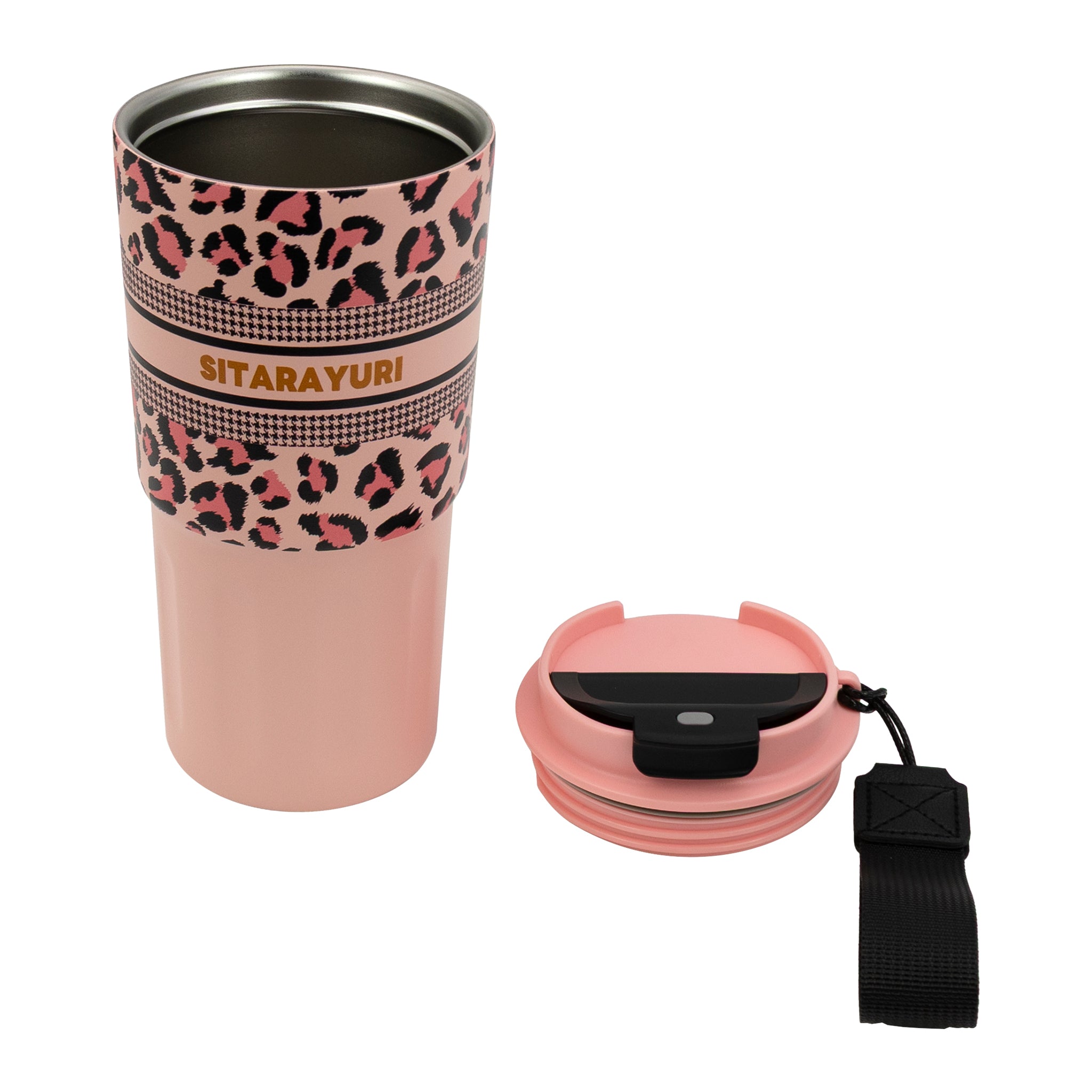 REGENT DOUBLE WALLED INSULATED TRAVEL MUG ST. STEEL AND PP PLASTIC PINK, 600ML