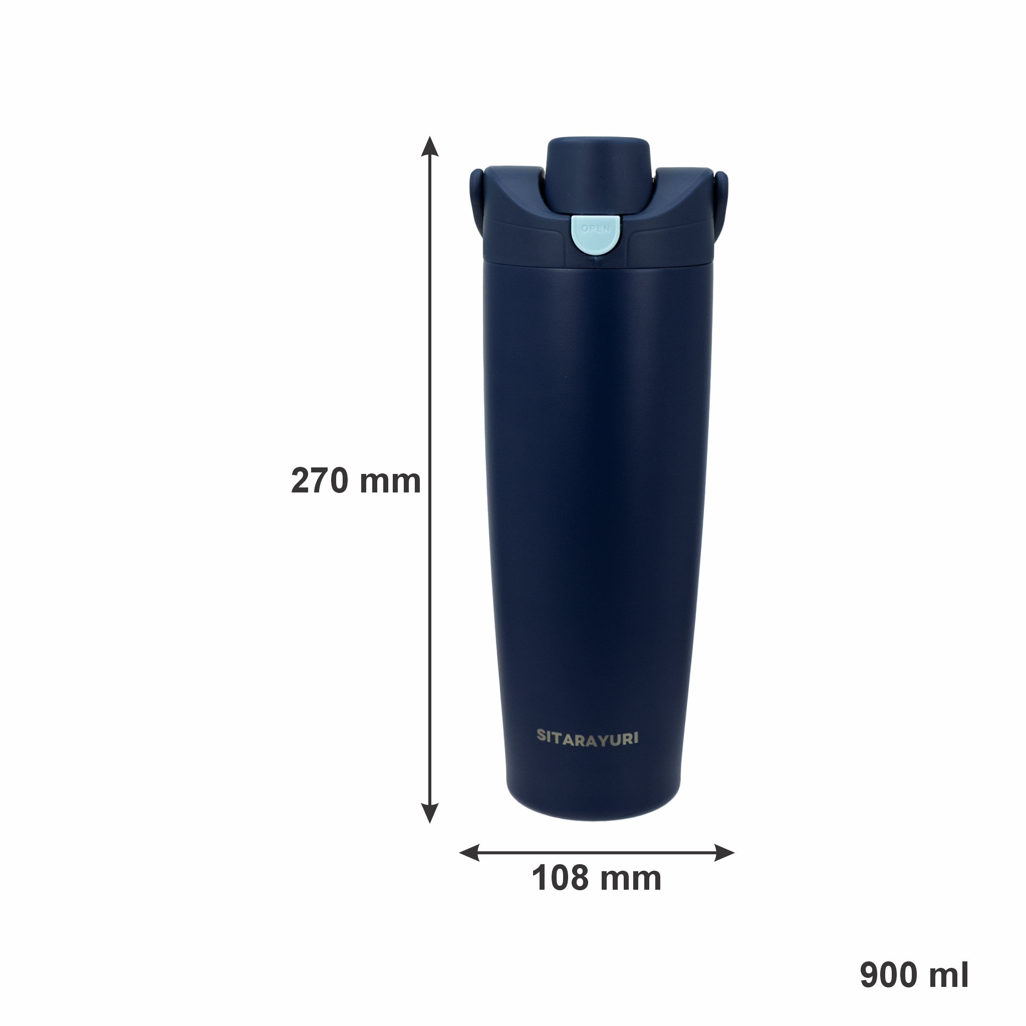 REGENT DOUBLE WALLED VACUUM INSULATED FLASK ST. STEEL AND PP PLASTIC BLUE, 900ML