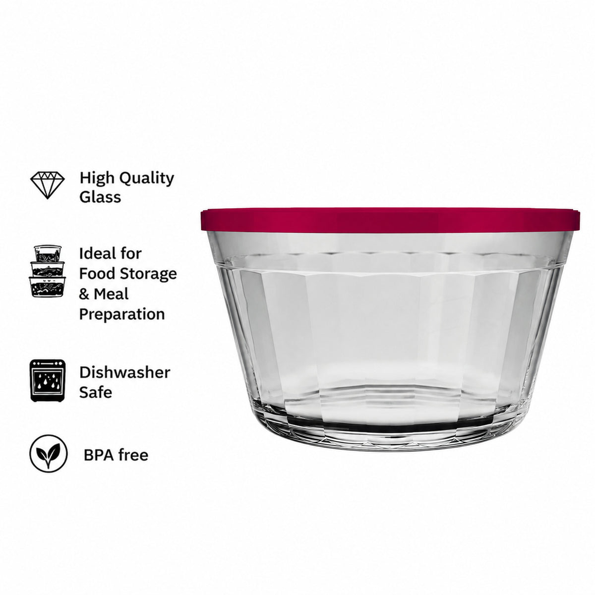 NADIR AMERICANO XL BOWL WITH 3 COLOURED PLASTIC LIDS, 1L