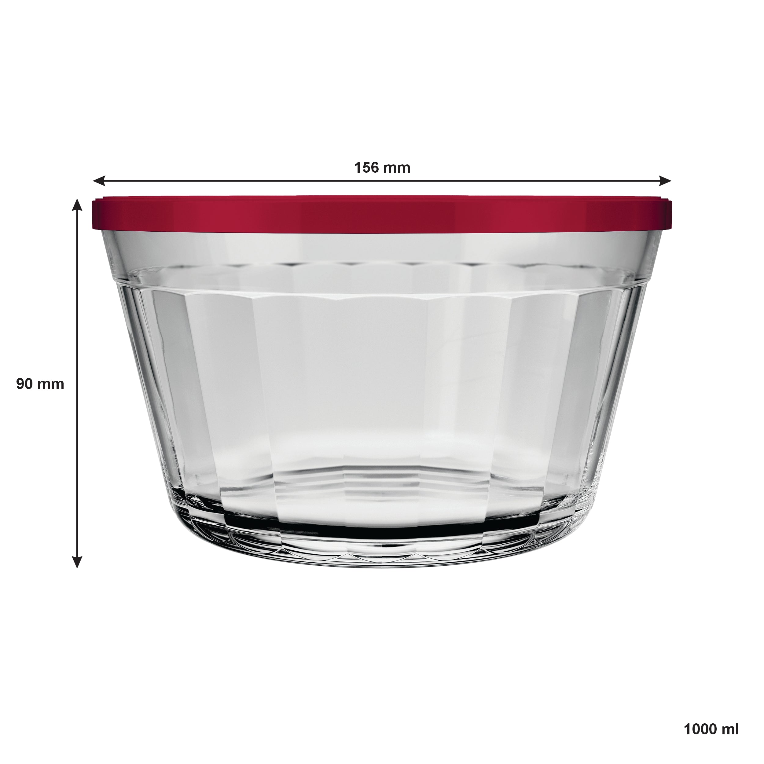 NADIR AMERICANO XL BOWL WITH 3 COLOURED PLASTIC LIDS, 1L