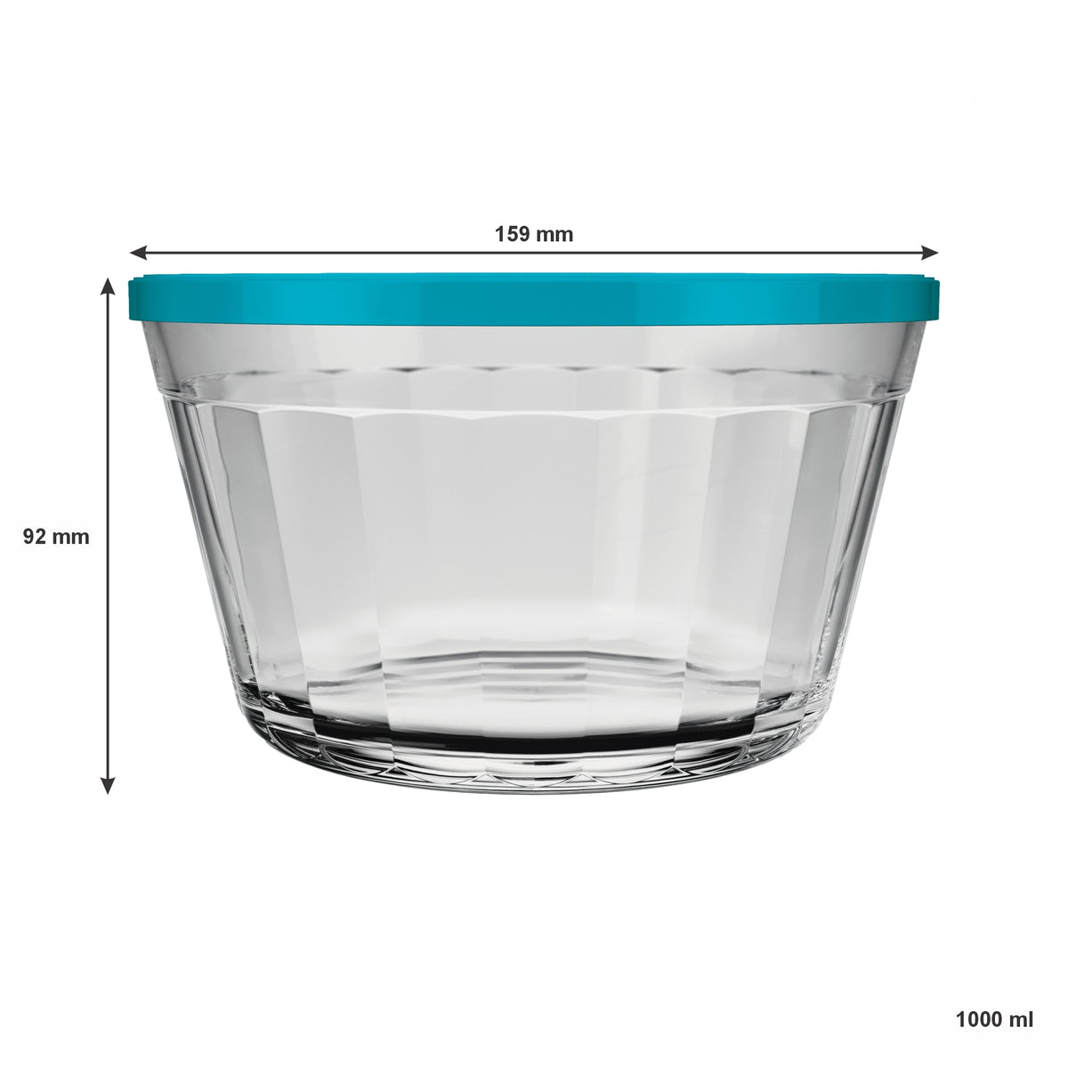 NADIR AMERICANO XL BOWL WITH 3 COLOURED PLASTIC LIDS, 1L