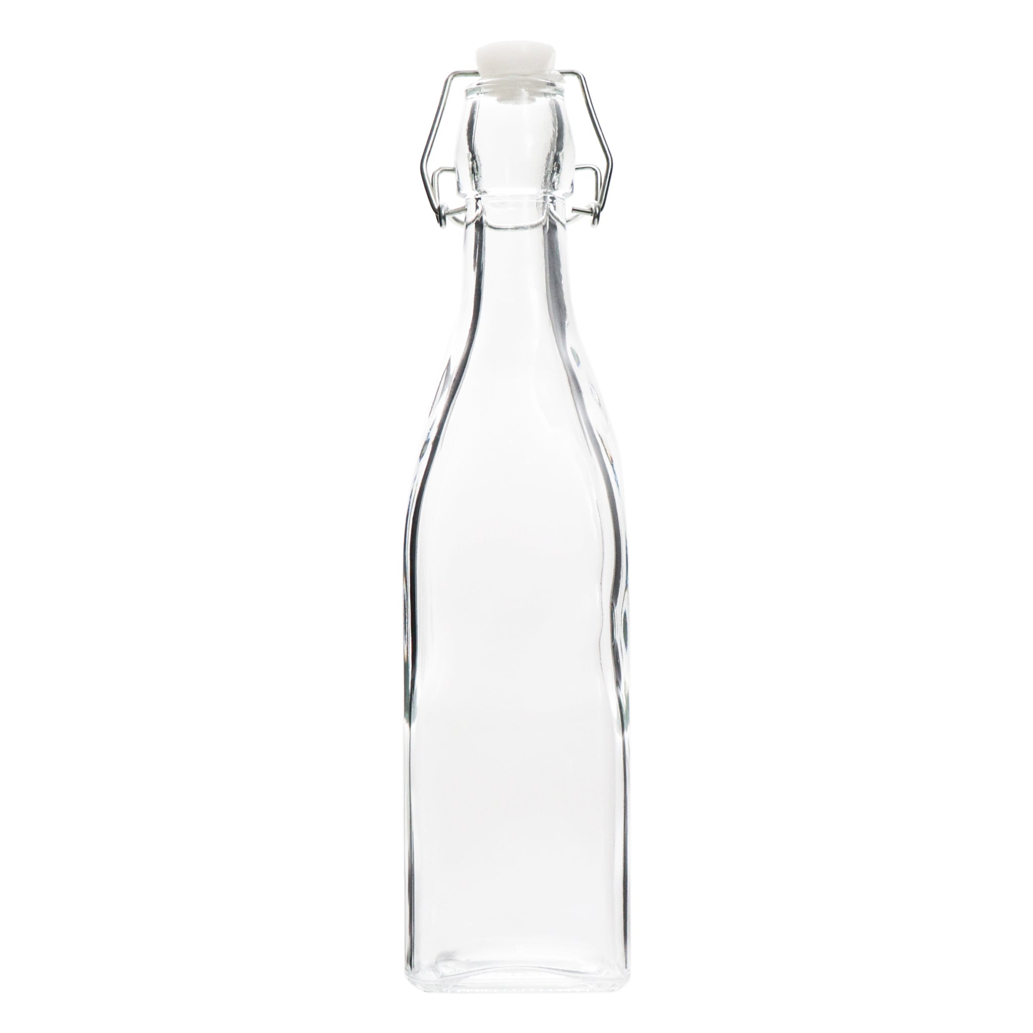 REGENT GLASS WATER BOTTLE SQUARE WITH CLIP-TOP LID, 1L
