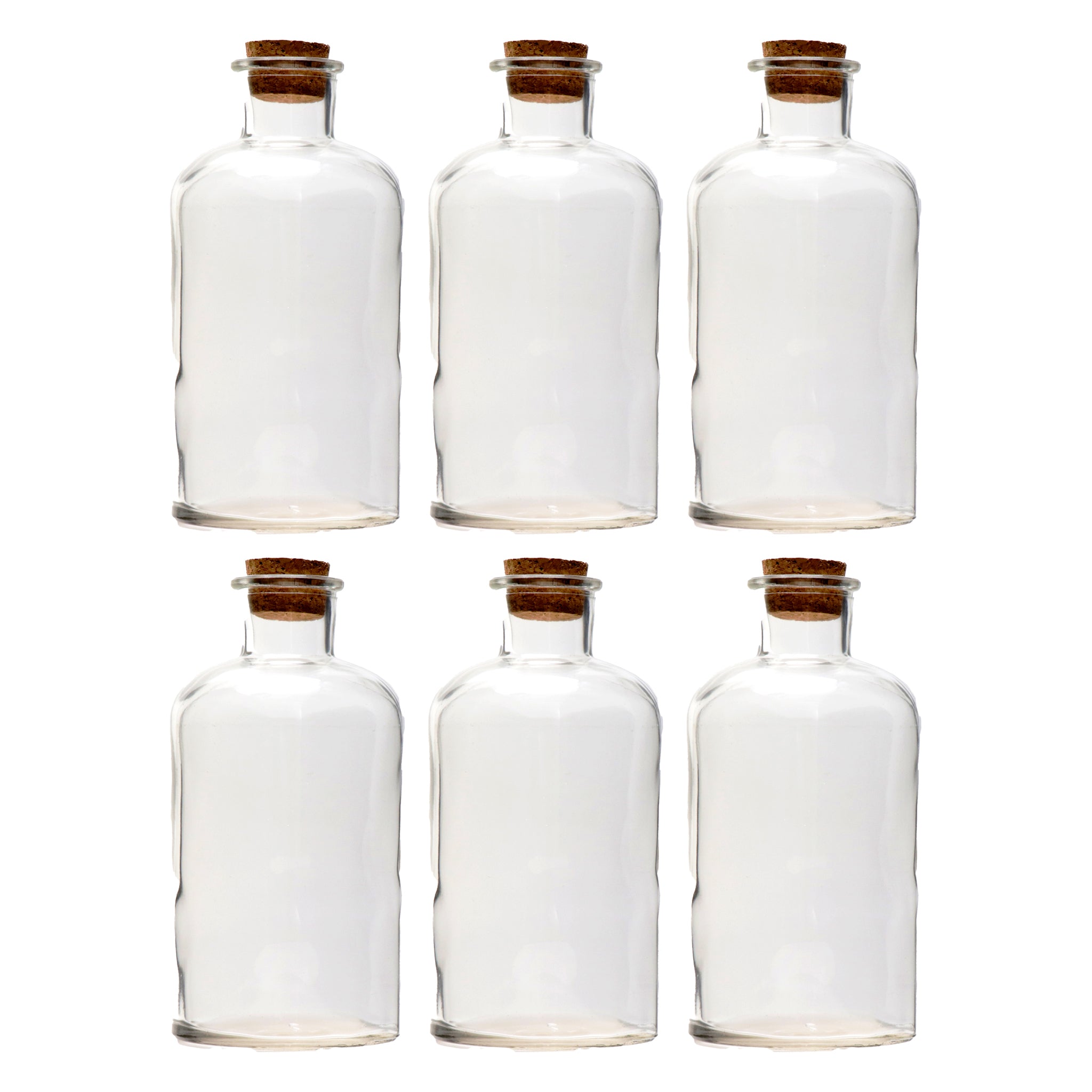 REGENT GLASS ROUND BOTTLES WITH CORK LIDS 6PK, 550ML
