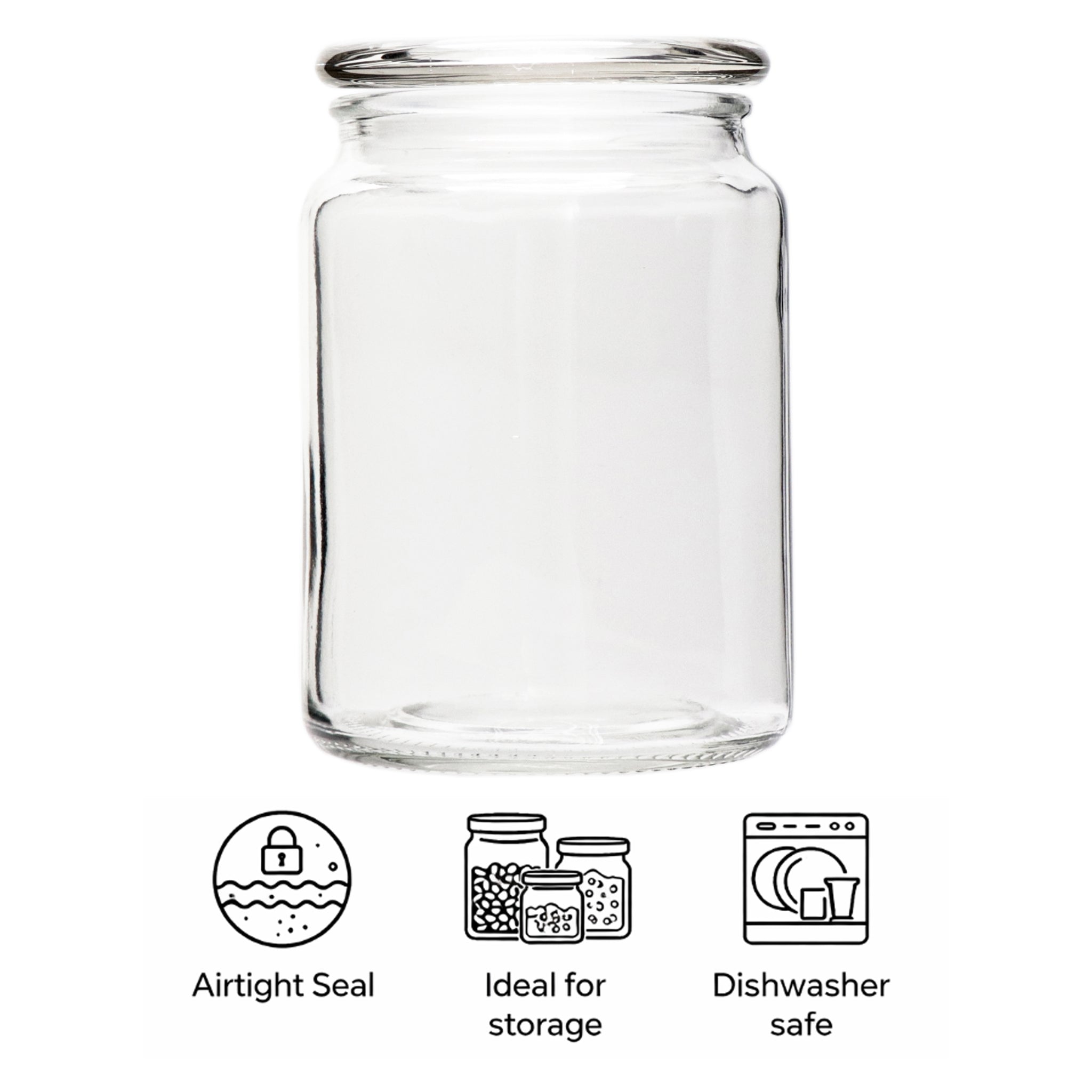 REGENT GLASS ROUND JAR WITH GLASS LID, 800ML