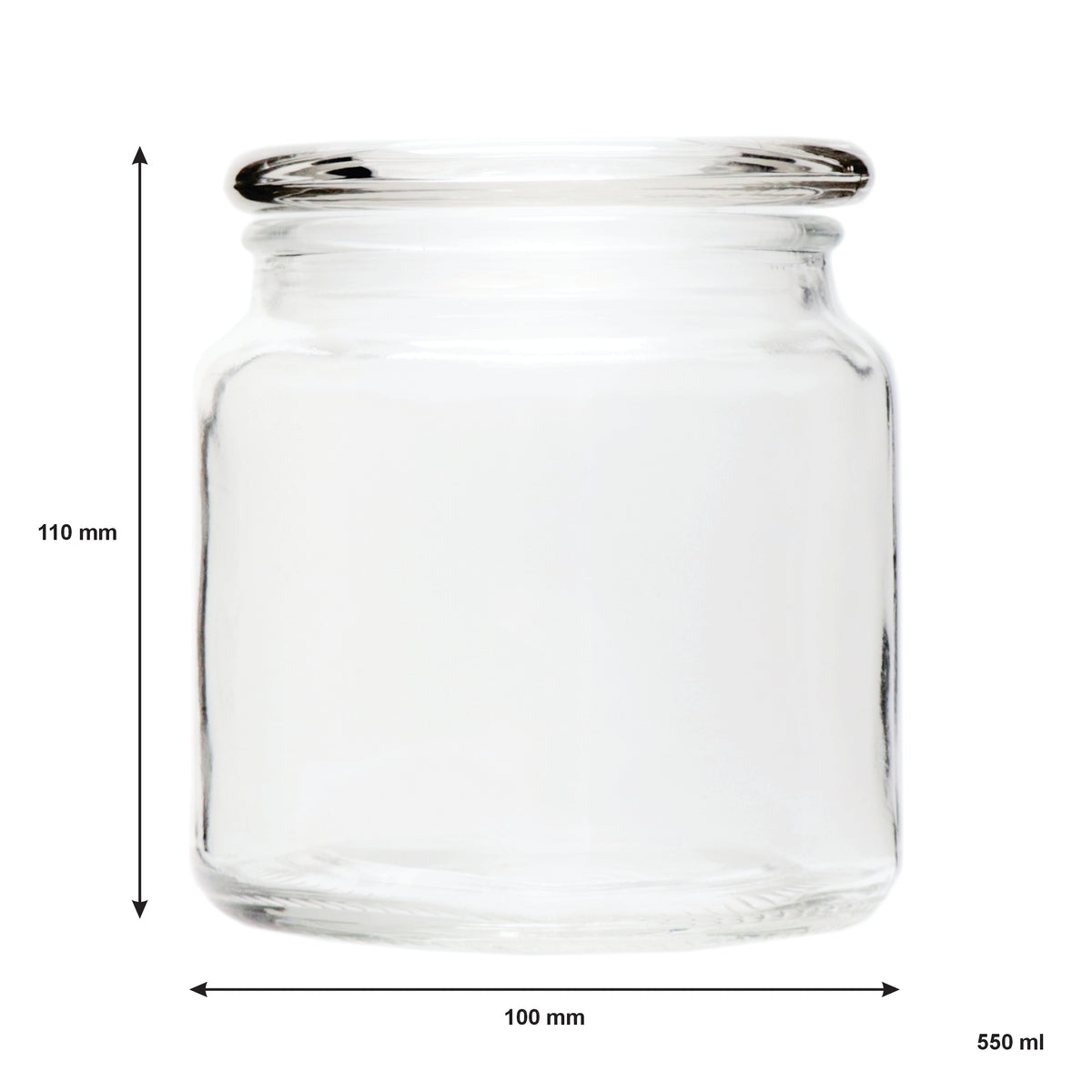 REGENT GLASS ROUND JAR WITH GLASS LID, 550ML