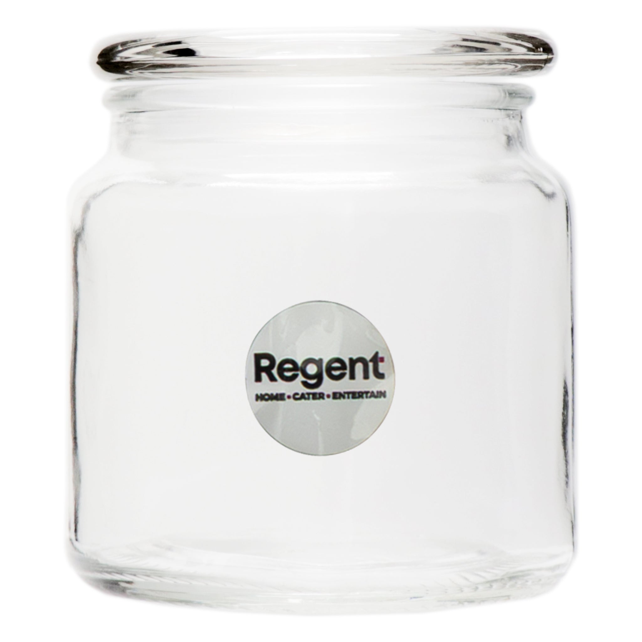 REGENT GLASS ROUND JAR WITH GLASS LID, 550ML