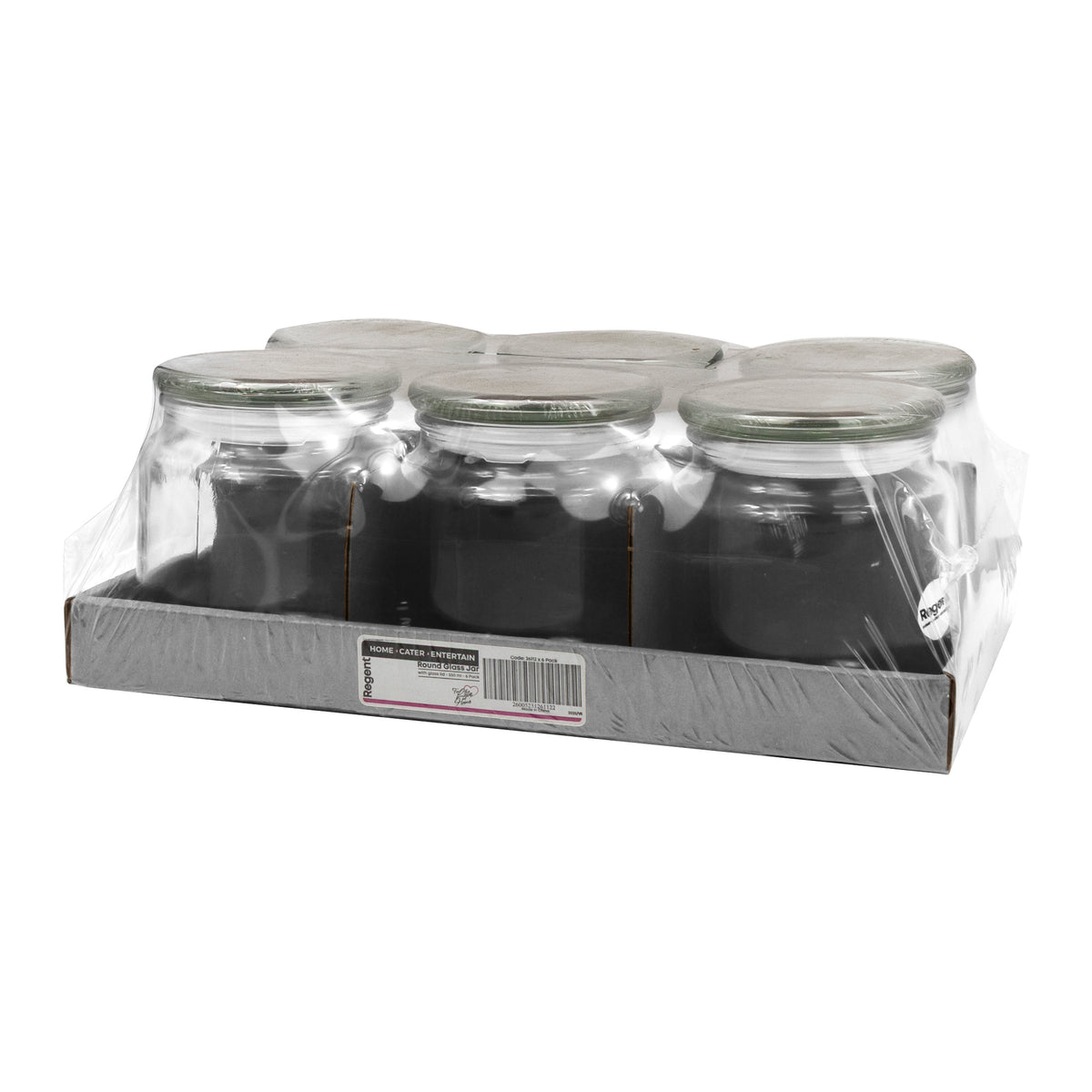 REGENT GLASS ROUND JAR WITH GLASS LID, 550ML