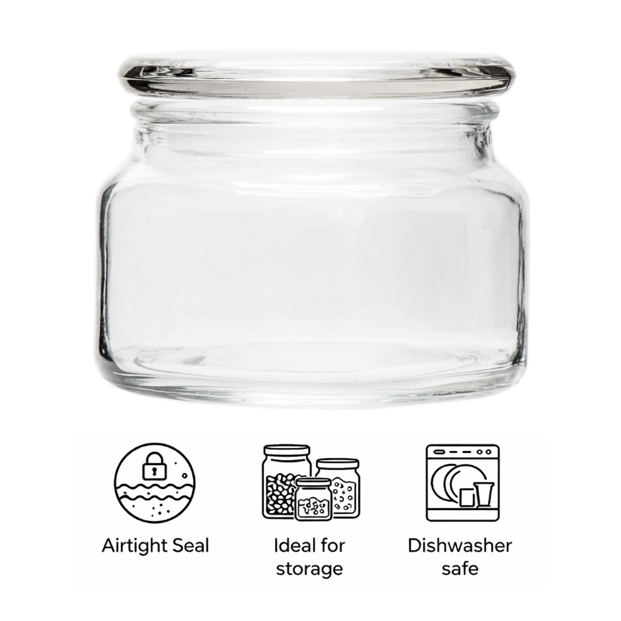 REGENT GLASS ROUND JAR WITH GLASS LID, 300ML