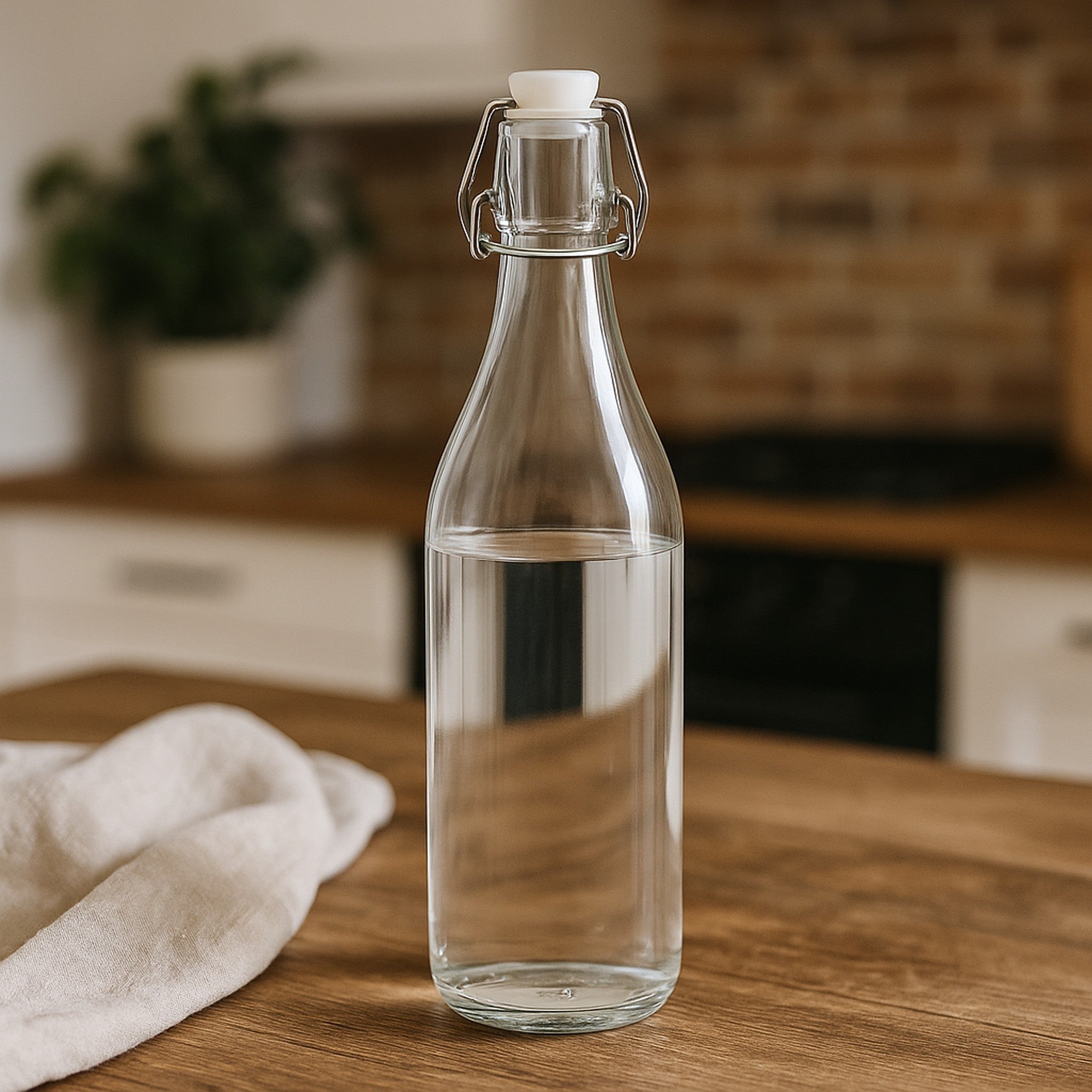 REGENT GLASS BOTTLE WITH CLIP TOP LID, 1L