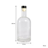 REGENT GLASS GIN BOTTLE WITH BLACK STOPPER, 750ML