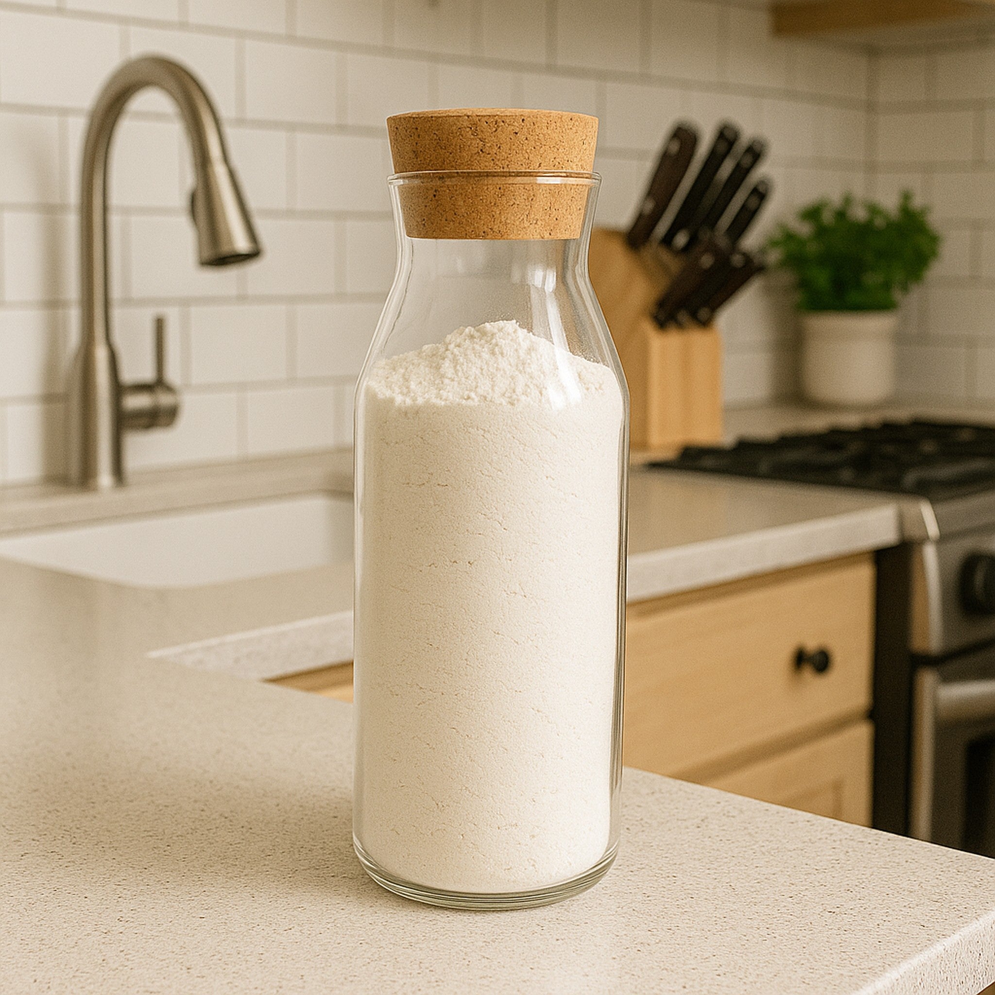 REGENT BOROSILICATE GLASS CARAFE WITH CORK STOPPER, 1L