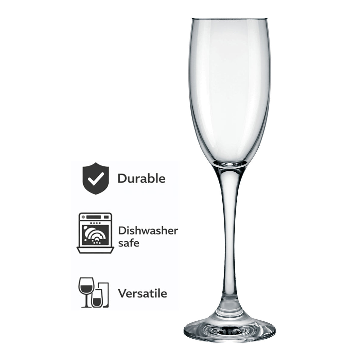 NADIR BARONE STEMMED CHAMPAGNE FLUTE, 190ML