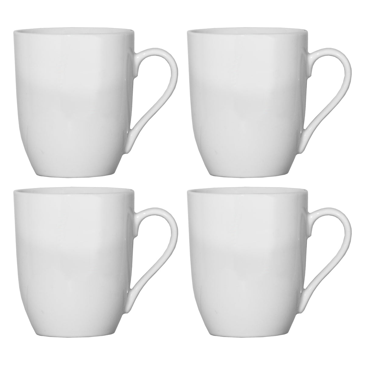 REGENT WHITE COFFEE MUGS 4PCS ON A BLACK POWDER COATED TREE STAND, 330ML