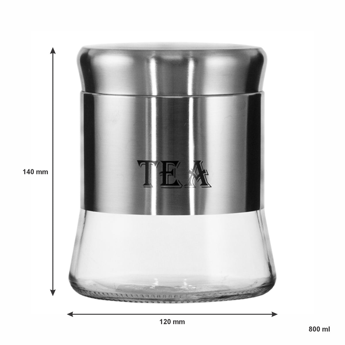 REGENT ROUND GLASS CANISTERS (T, C, S) WITH ST.STEEL COVERS 3PCS SET, 800ML