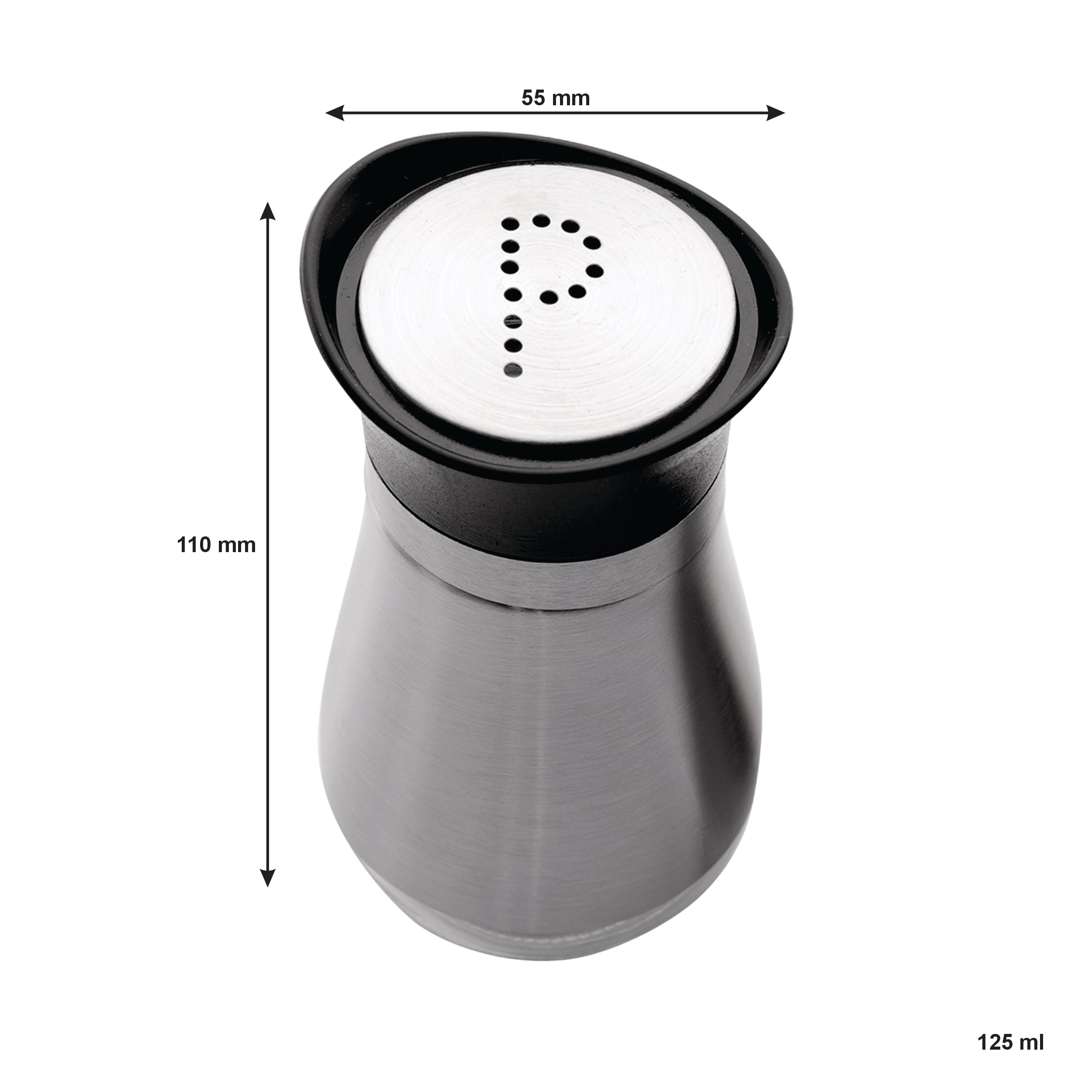 REGENT GLASS SALT & PEPPER SHAKERS WITH ST STEEL COVERS 2PCS SET, 125ML
