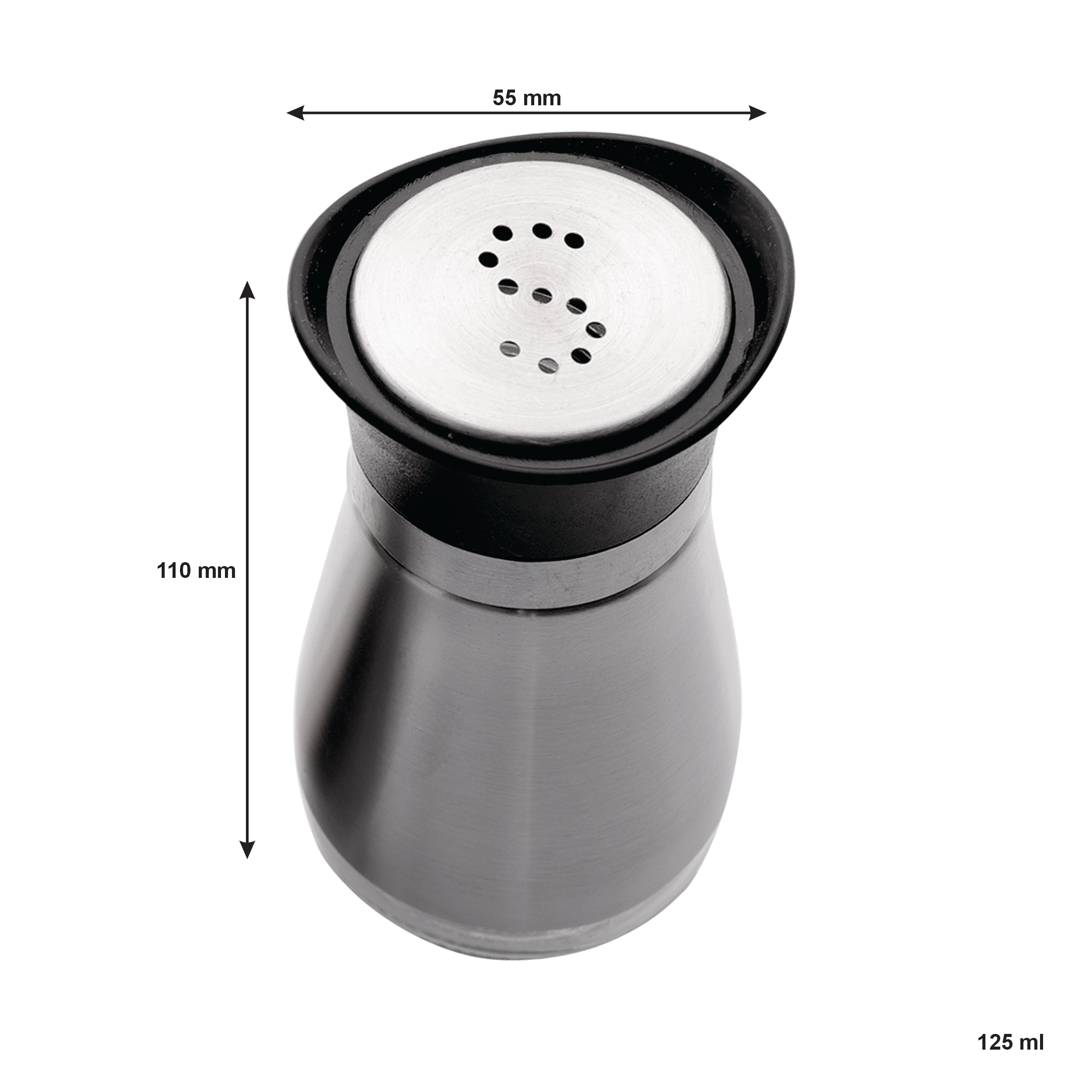 REGENT GLASS SALT & PEPPER SHAKERS WITH ST STEEL COVERS 2PCS SET, 125ML