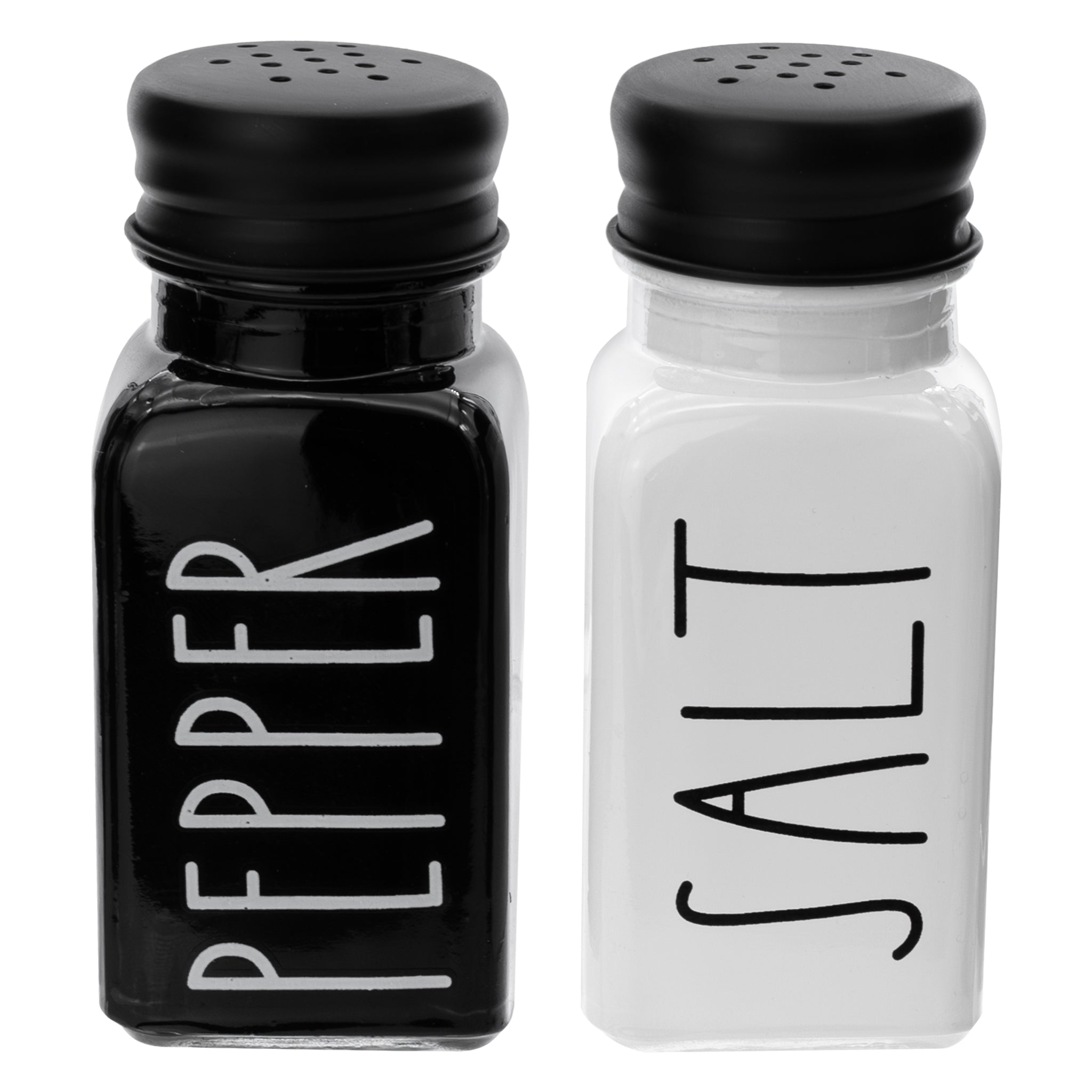 REGENT GLASS BLACK AND WHITE O,V, S & P IN A CADDY 5PCS SET, 250ML l 85ML