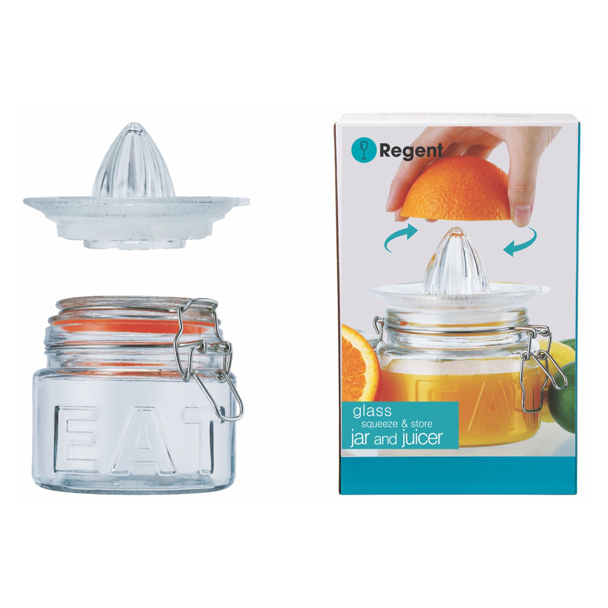 REGENT GLASS CITRUS JUICER & STORAGE JAR 2PCS SET, 500ML