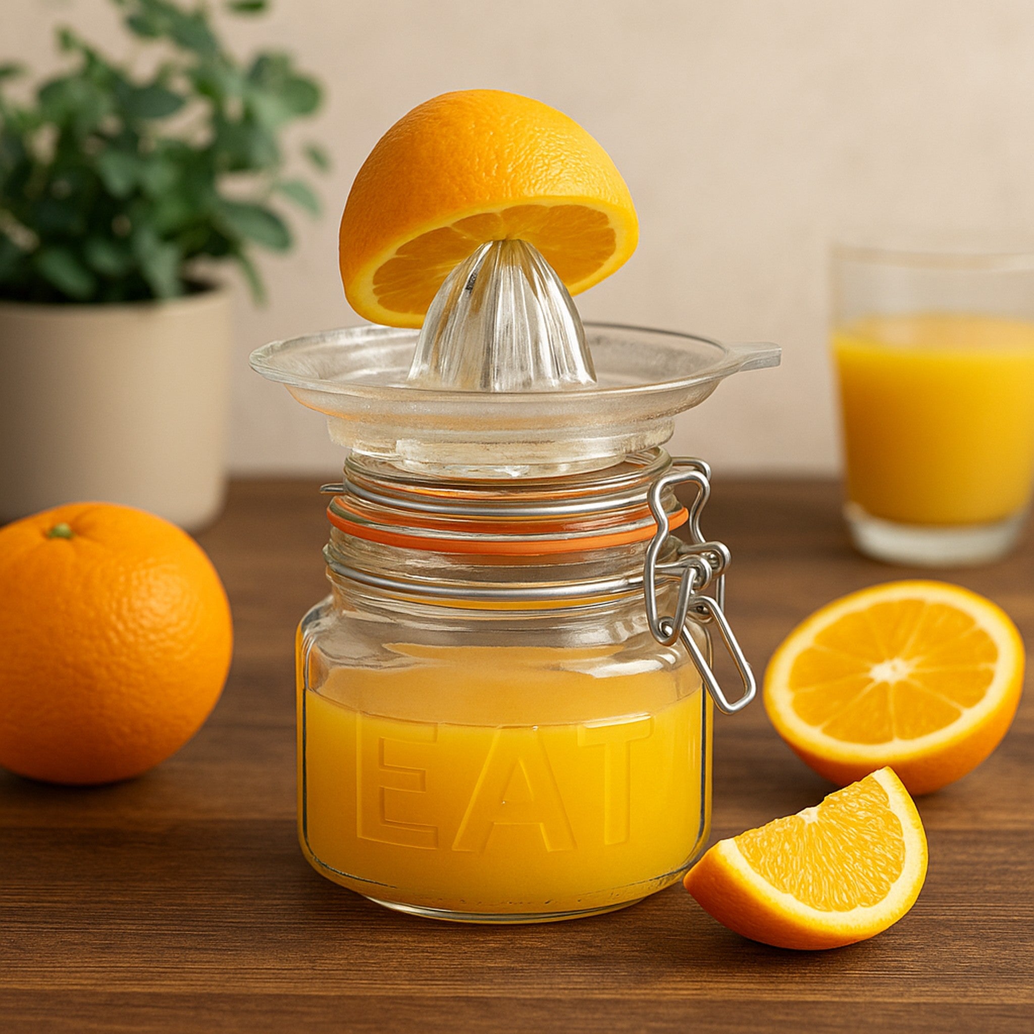 REGENT GLASS CITRUS JUICER & STORAGE JAR 2PCS SET, 500ML