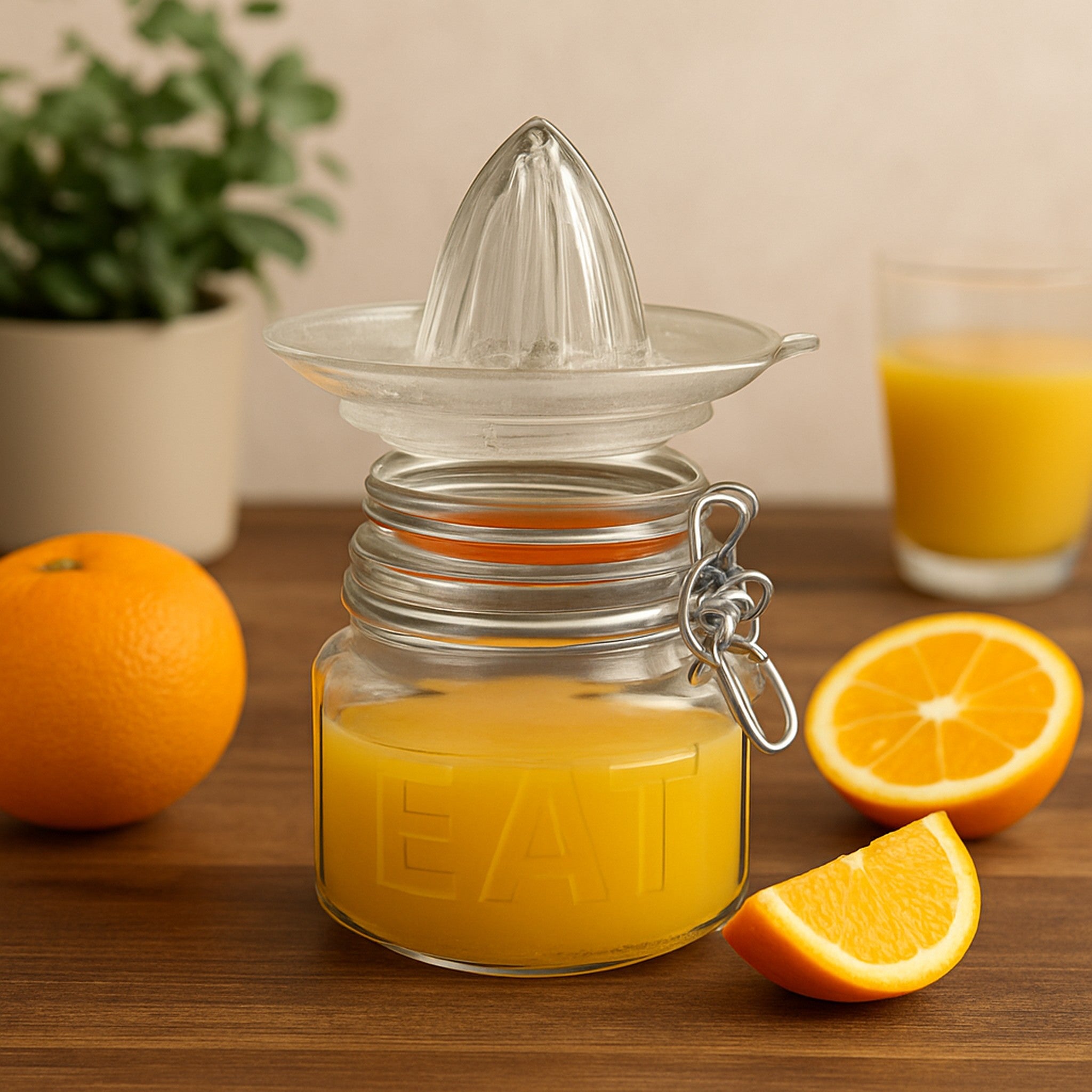 REGENT GLASS CITRUS JUICER & STORAGE JAR 2PCS SET, 500ML