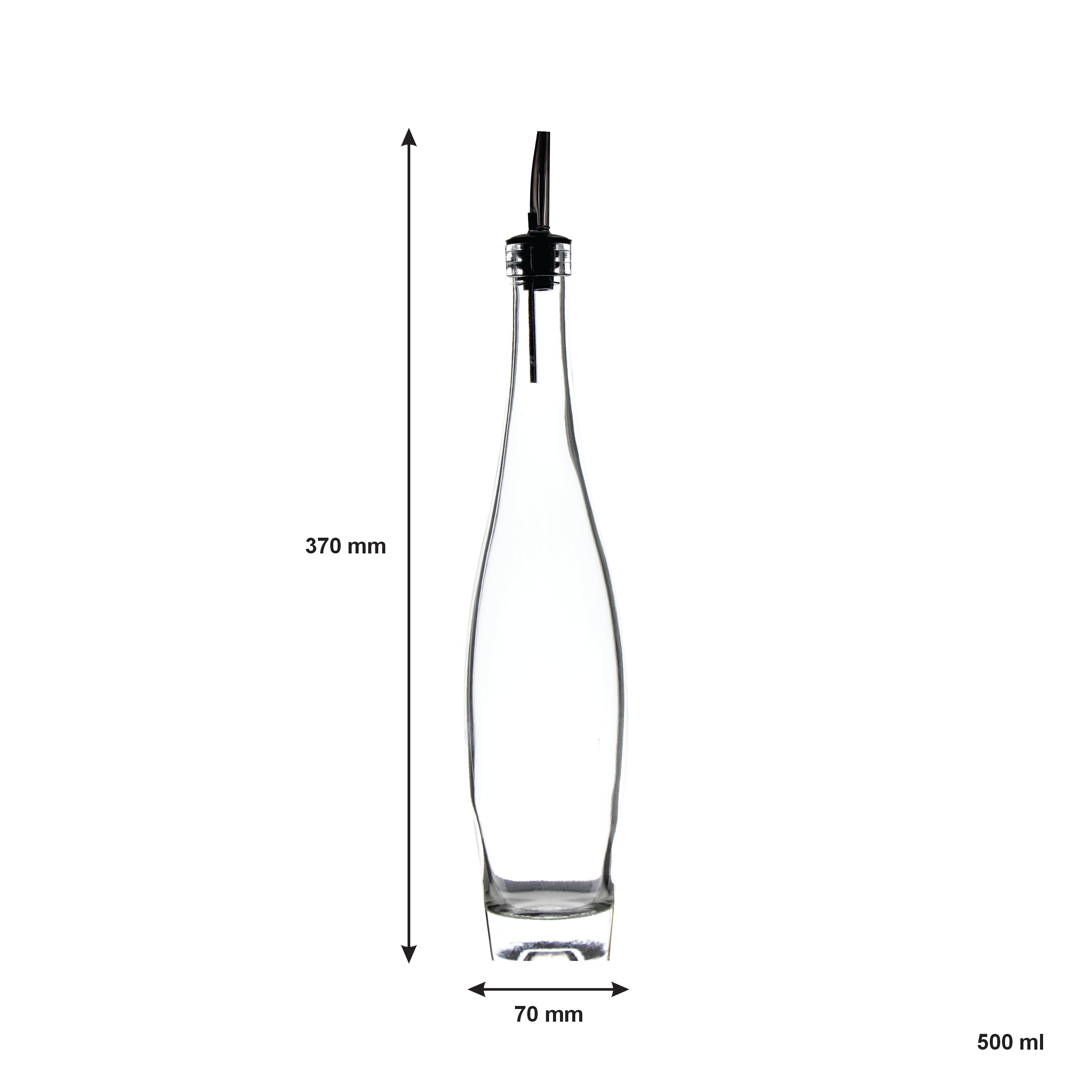 REGENT GLASS ROUND SLIM OIL/VINEGAR BOTTLE WITH HEAVY BASE AND POURER, 500ML