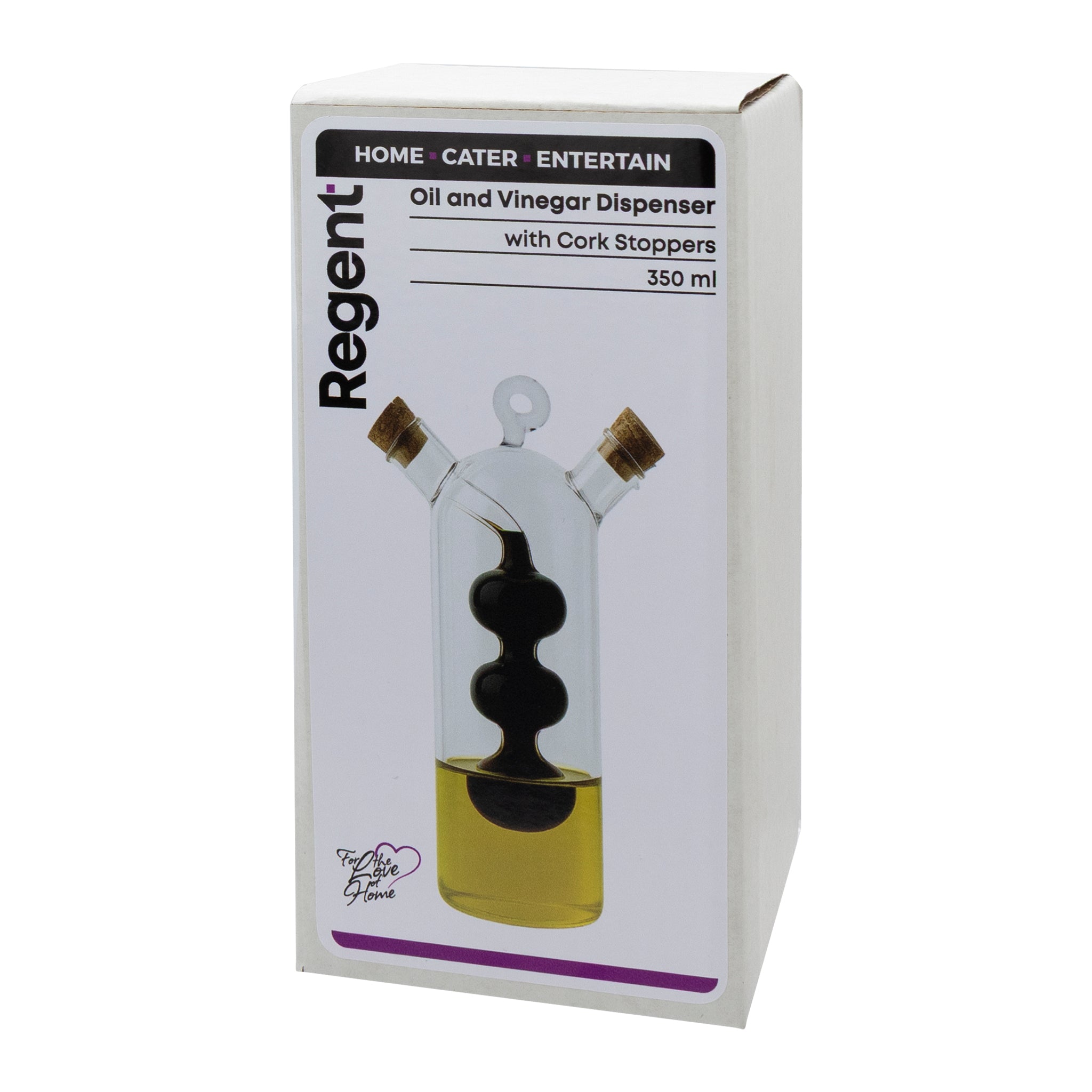 REGENT GLASS OIL AND VINEGAR DISPENSER WITH CORK STOPPERS, 350ML