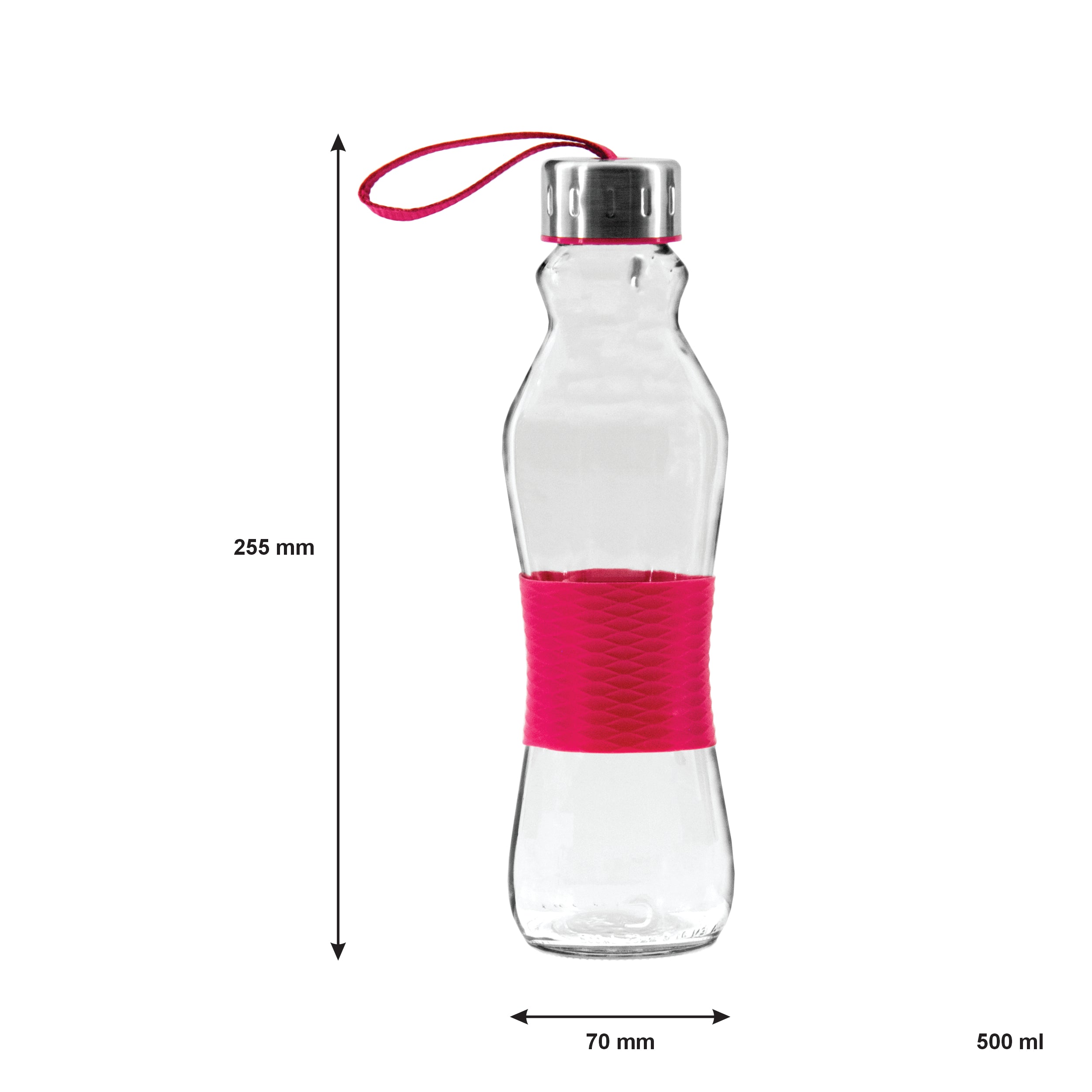 CONSOL GRIP N GO BOTTLES WITH STRAP LIDS IN ASSORTED COLOURS, 500ML