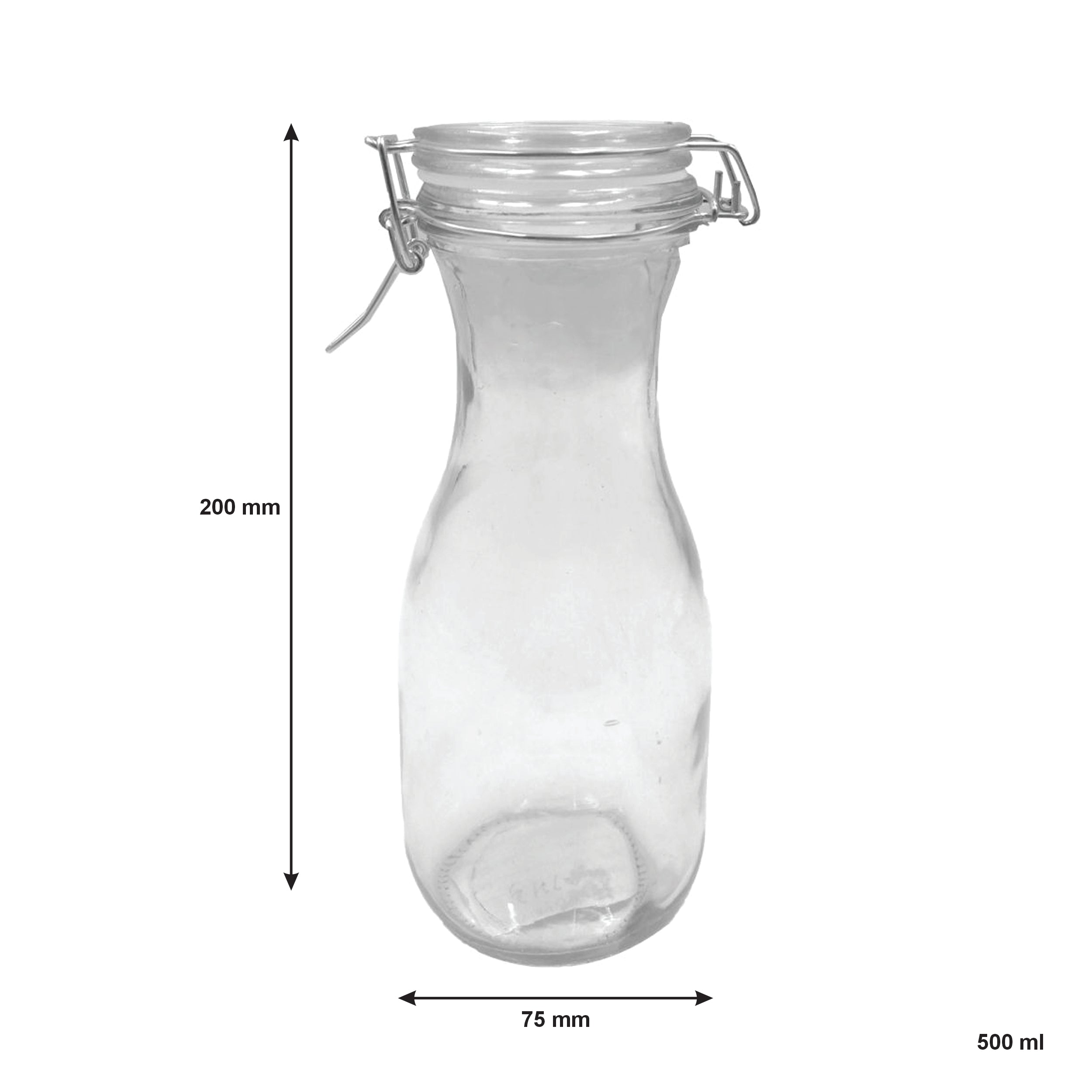REGENT GLASS CARAFES WITH RESEALABLE CLIP TOP GLASS LIDS 6PK, 500ML