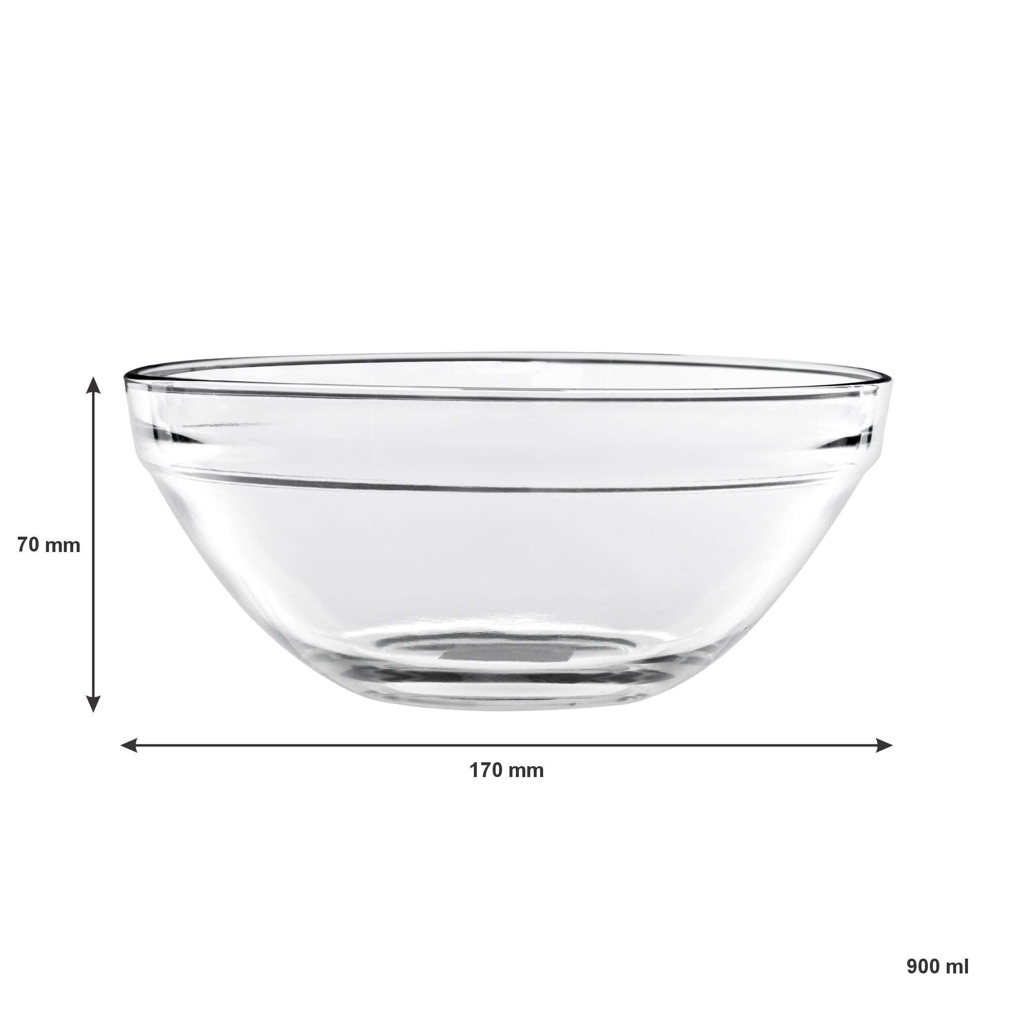 REGENT STACKABLE TEMPERED GLASS BOWL 170MM, 900ML