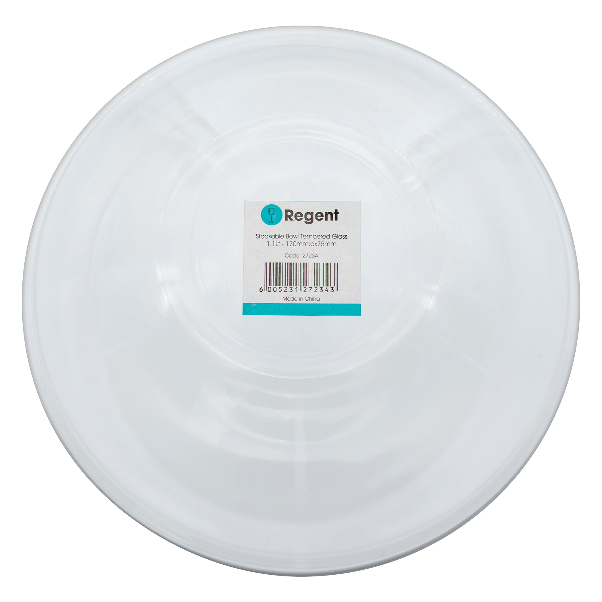 REGENT STACKABLE TEMPERED GLASS BOWL 170MM, 900ML