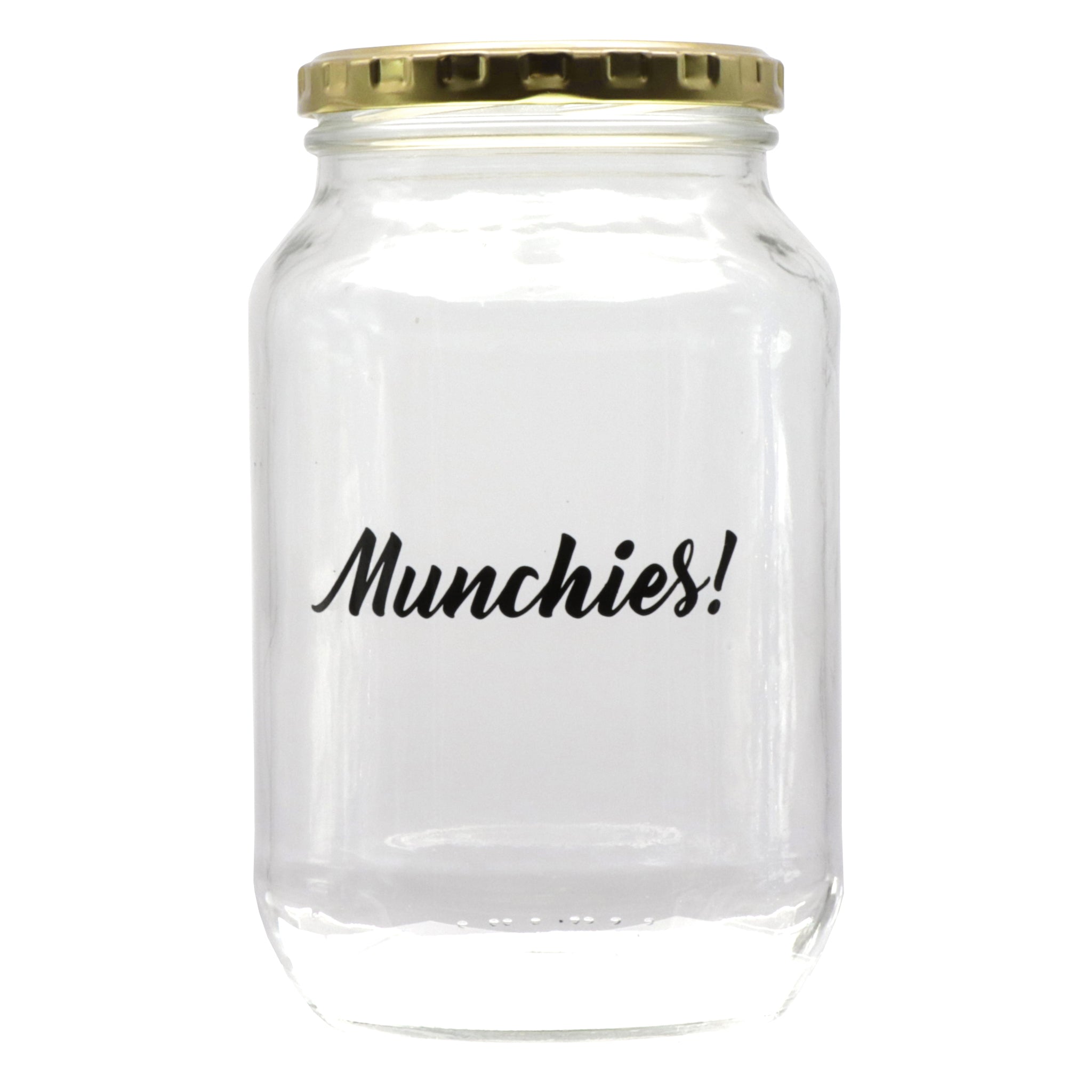 REGENT PRINTED GLASS STORAGE JAR - MUNCHIES, 1L