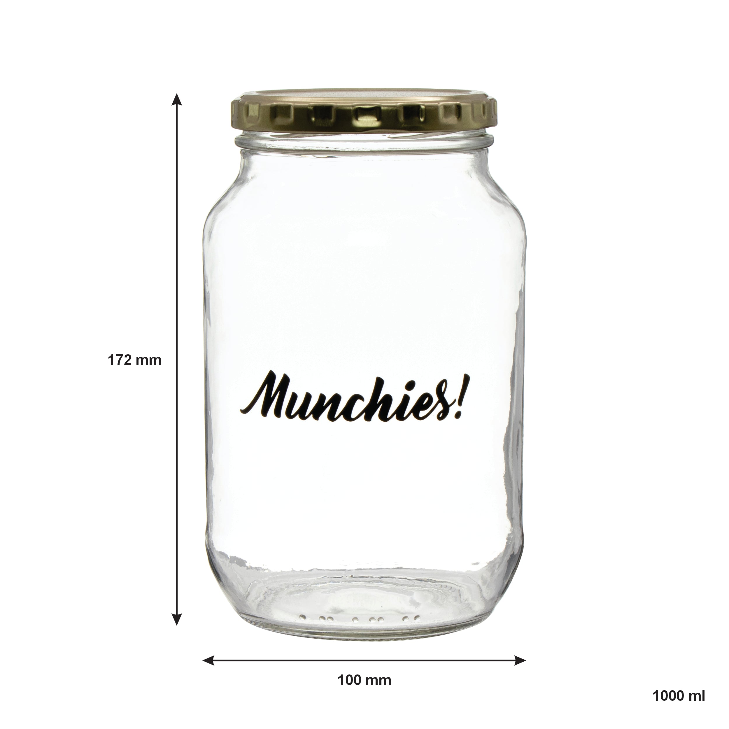 REGENT PRINTED GLASS STORAGE JAR - MUNCHIES, 1L