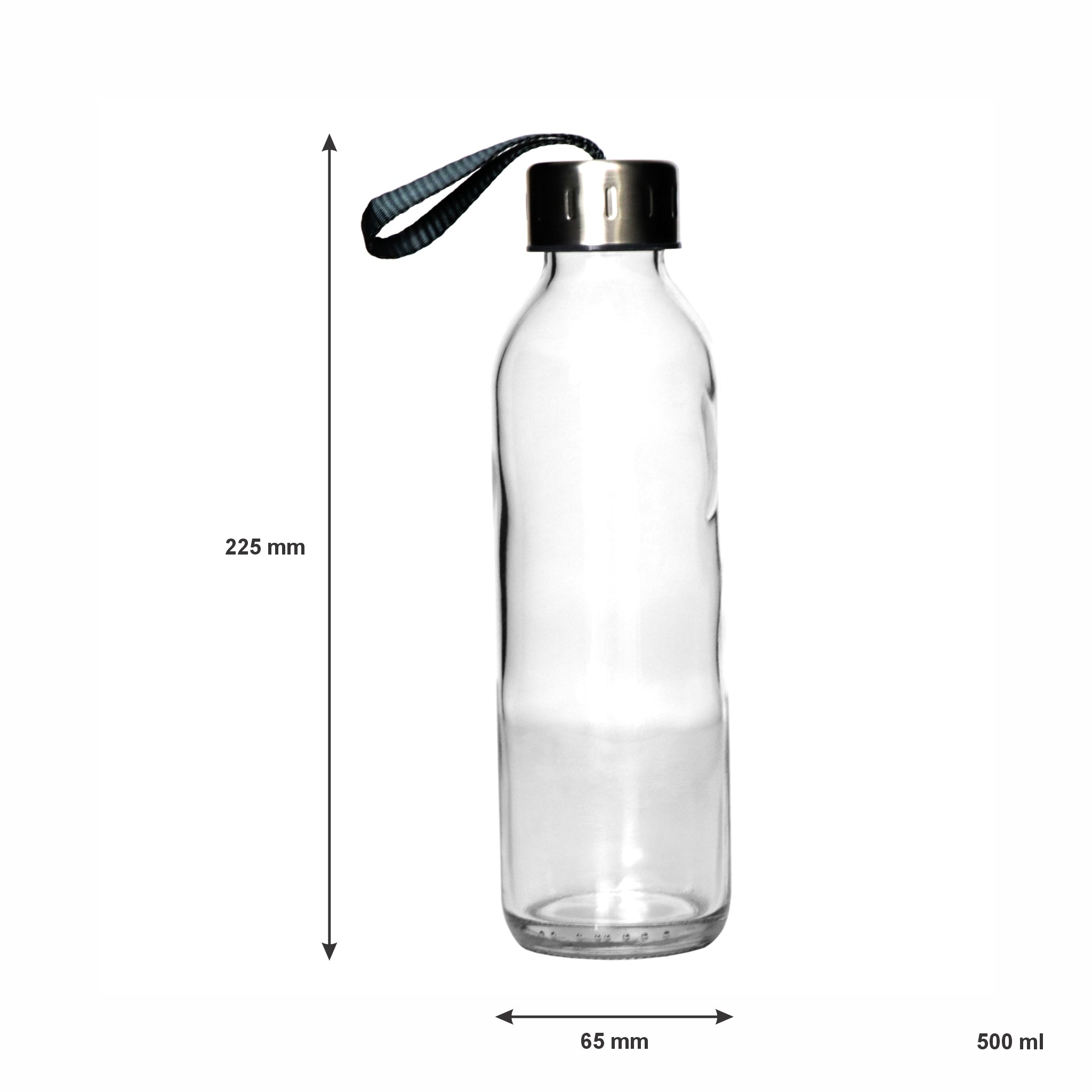 CONSOL SLIMLINE BOTTLE WITH GREY STRAP LID, 500ML