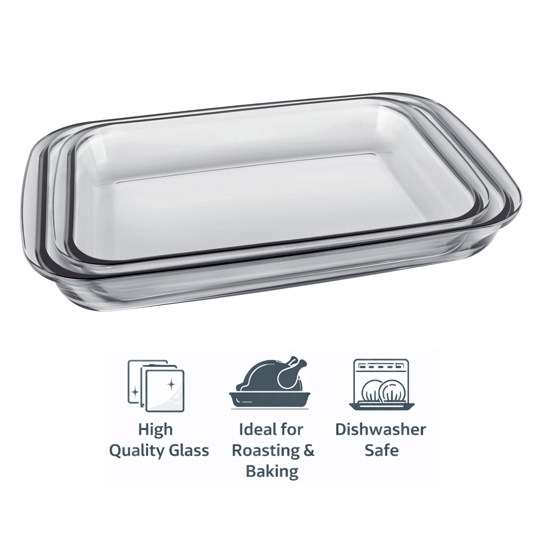 MARINEX RECTANGULAR ROASTER 2PCS SET, 1.6L & 2.2L