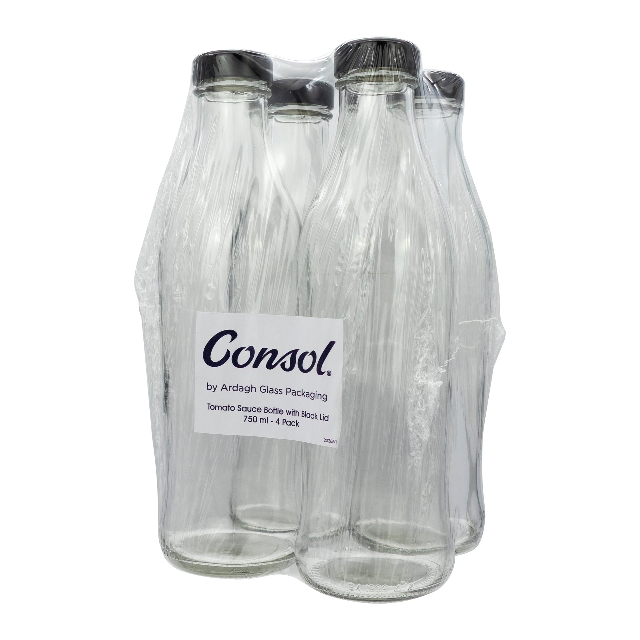 CONSOL TOMATO SAUCE BOTTLE WITH BLACK LID 4PK, 750ML