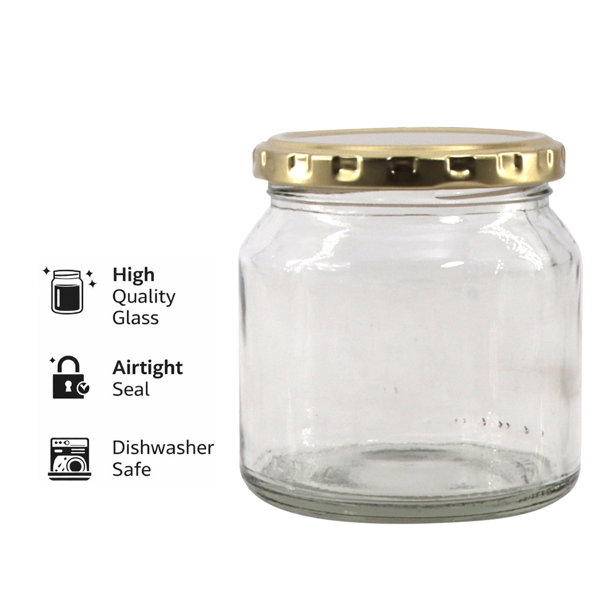 CONSOL SPREAD JARS WITH GOLD LIDS 6PK, 250ML