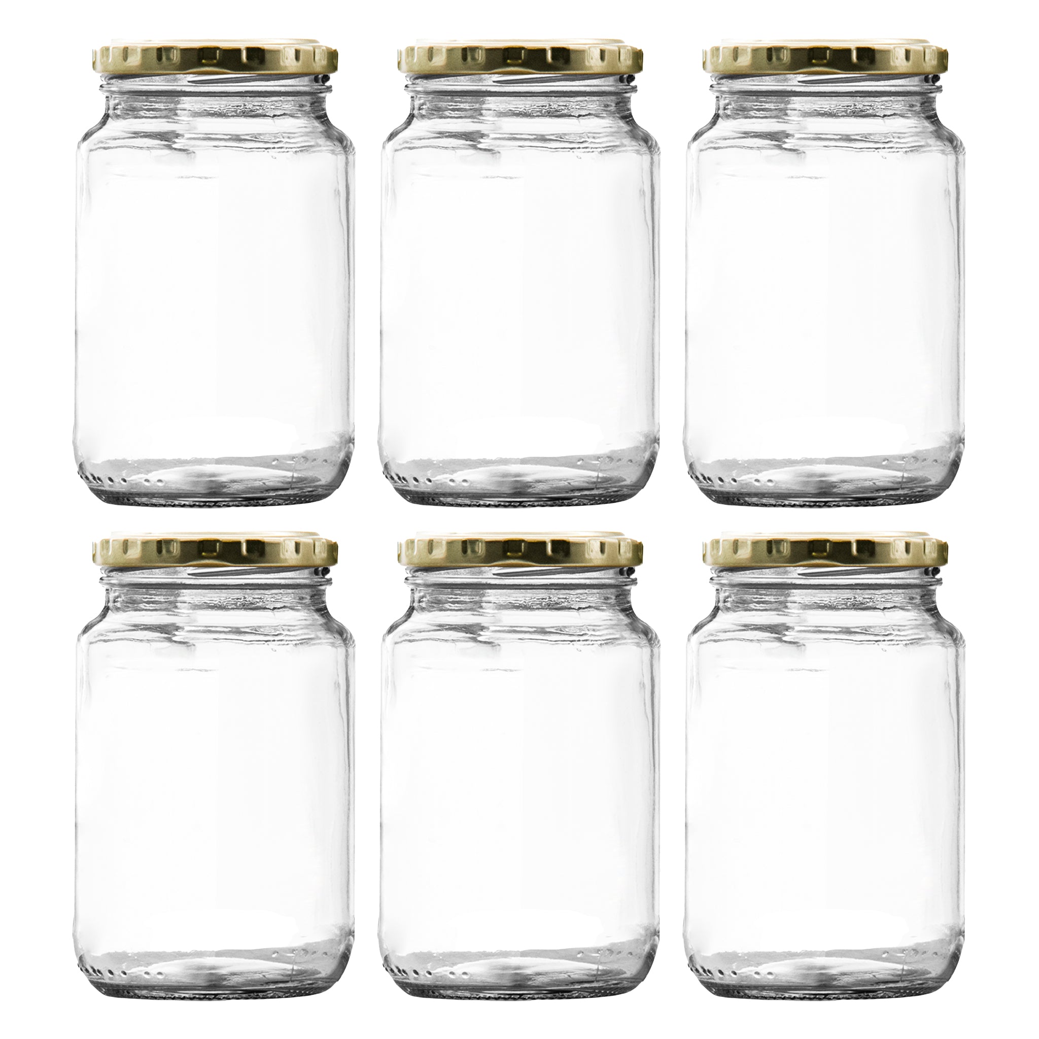 CONSOL ROUND JARS WITH GOLD LIDS 6PK, 375ML
