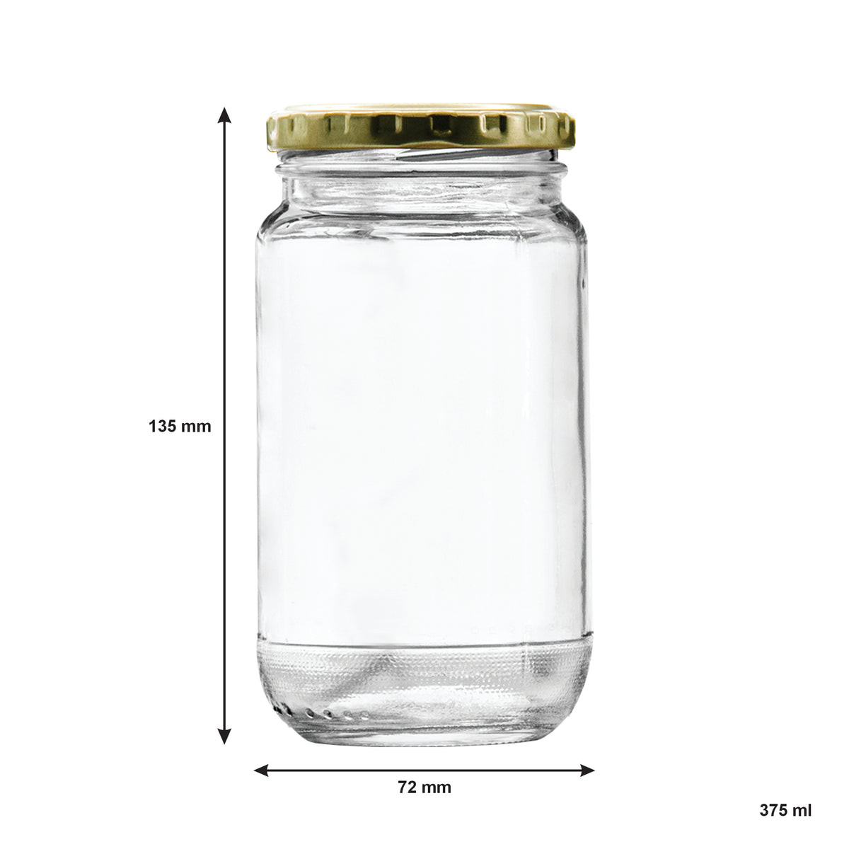 CONSOL SHEER JARS ROUND WITH GOLD LIDS 6PK, 375ML